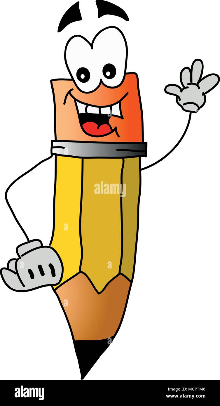 Happy pencil character - Vector Stock Vector Image & Art - Alamy