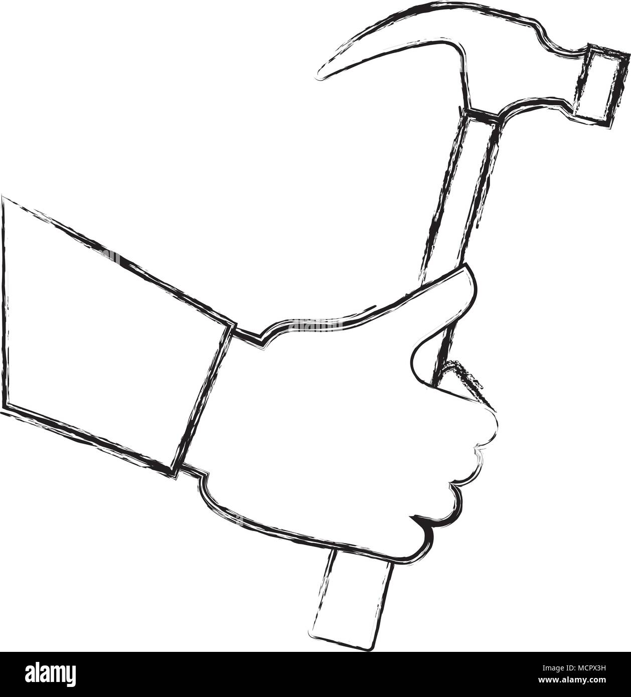 hand with hammer tool Stock Vector Image & Art - Alamy