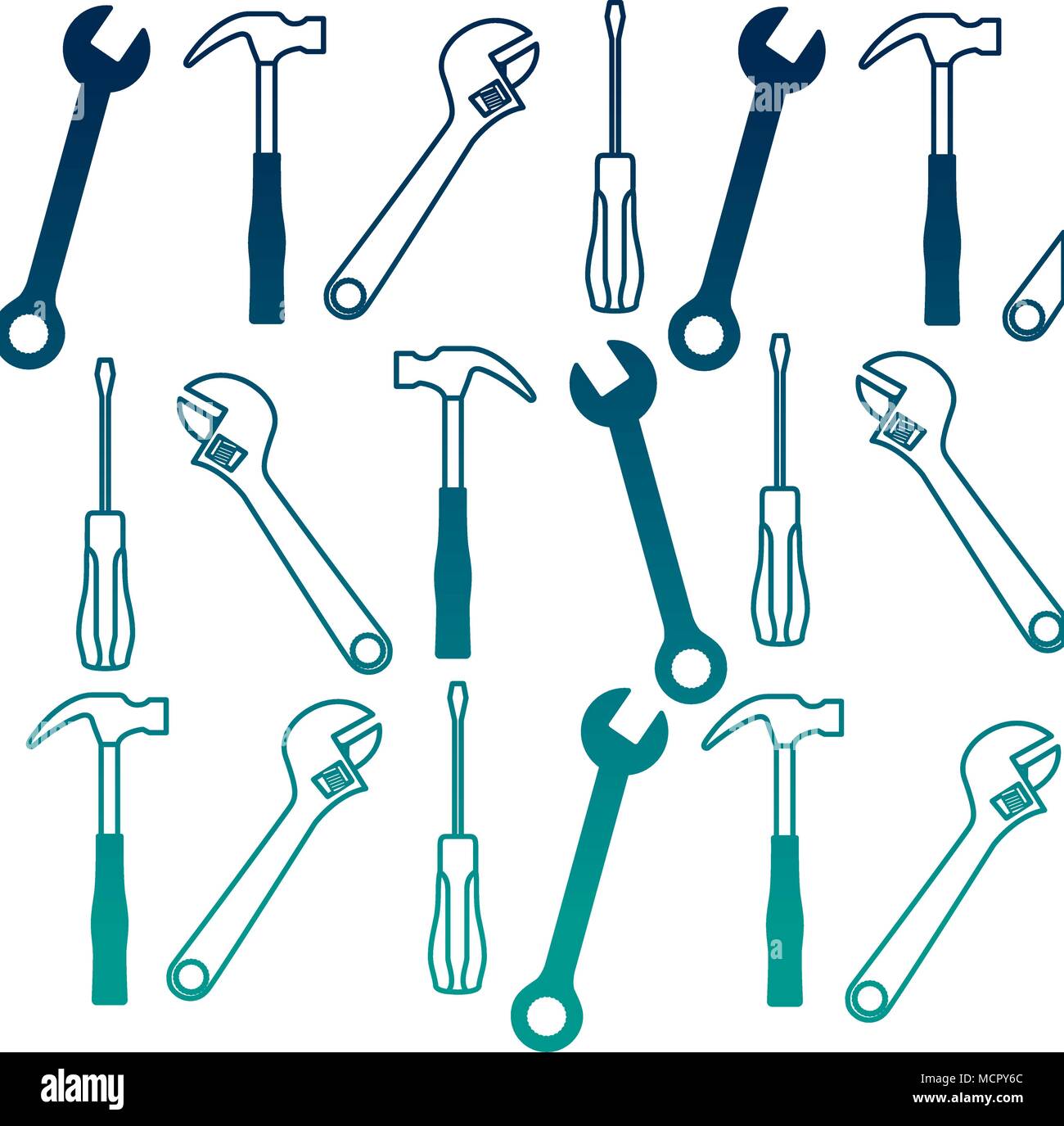 set tools collection pattern background Stock Vector