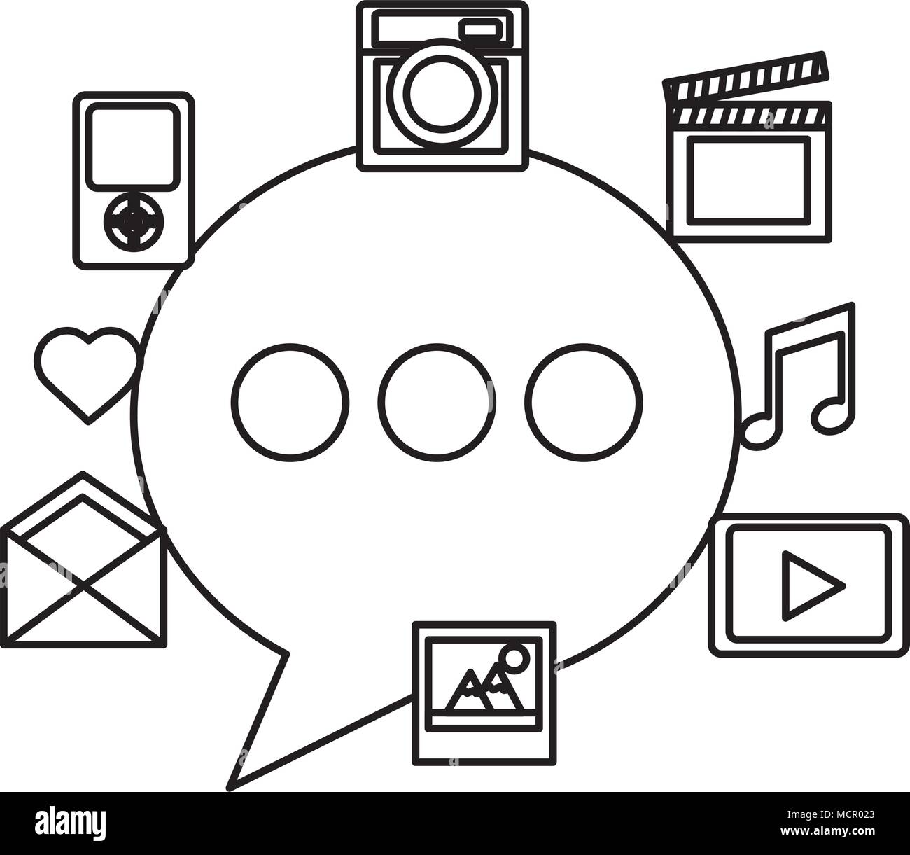 speech bubble with social media icons Stock Vector Image & Art - Alamy