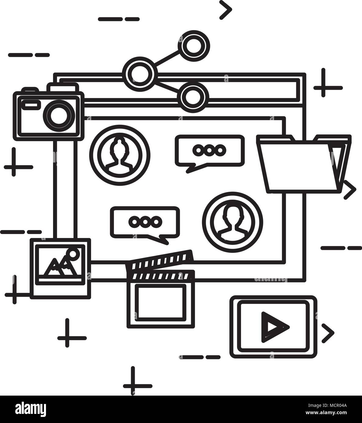 template webpage with social media icons Stock Vector