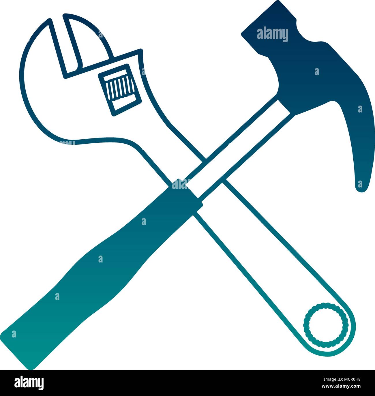 Crossed hammer spanner tools icon hires stock photography and images