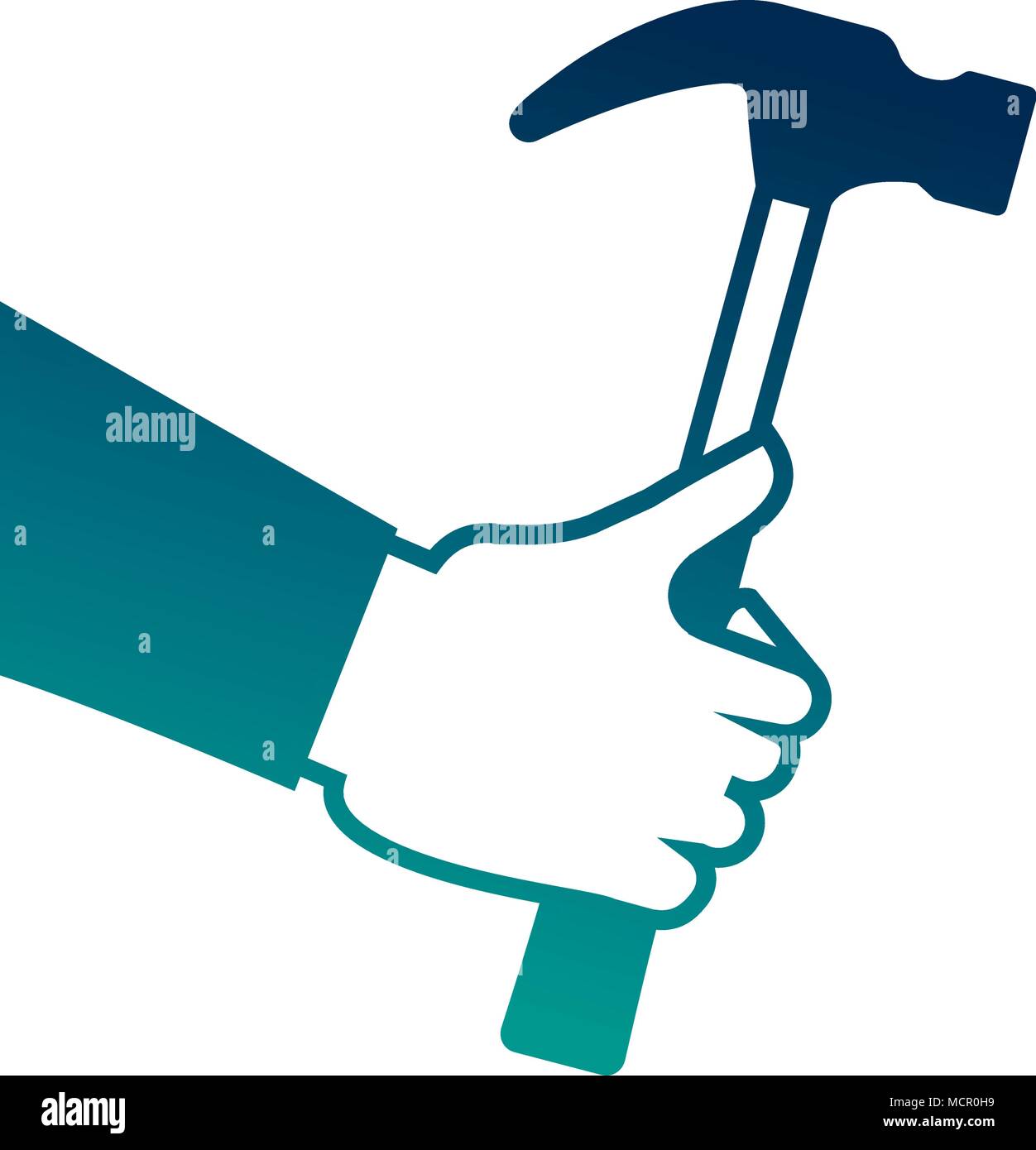 hand with hammer tool Stock Vector Image & Art - Alamy
