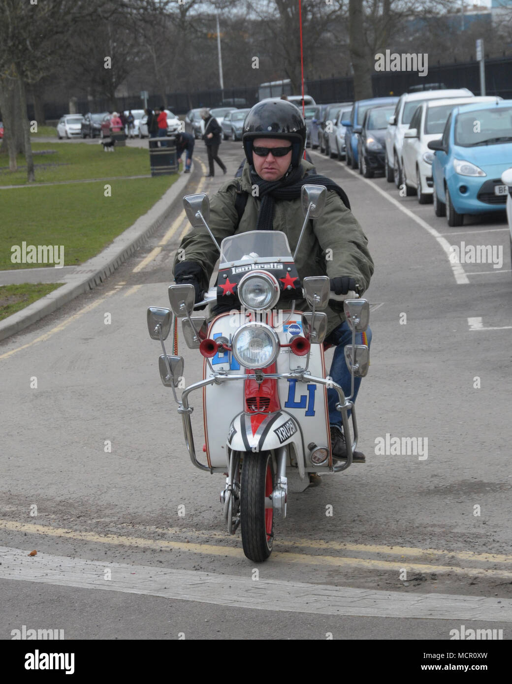Scooter Club Annual charity run from Duthie Park, Aberdeen Stock Photo