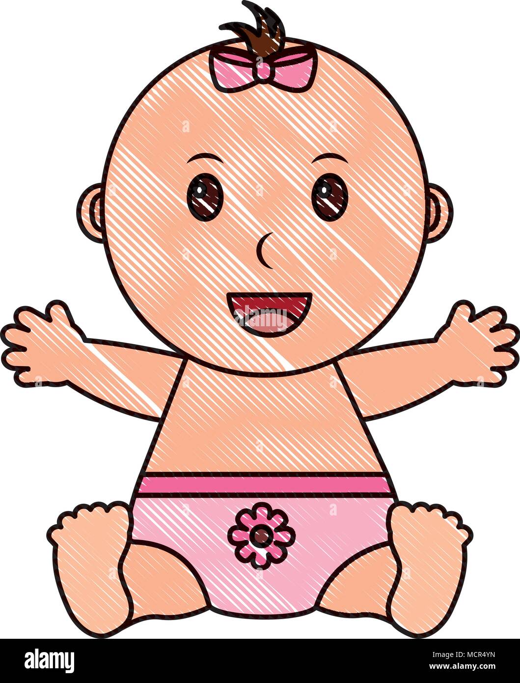 baby girl with diaper isolated icon Stock Vector Image & Art - Alamy