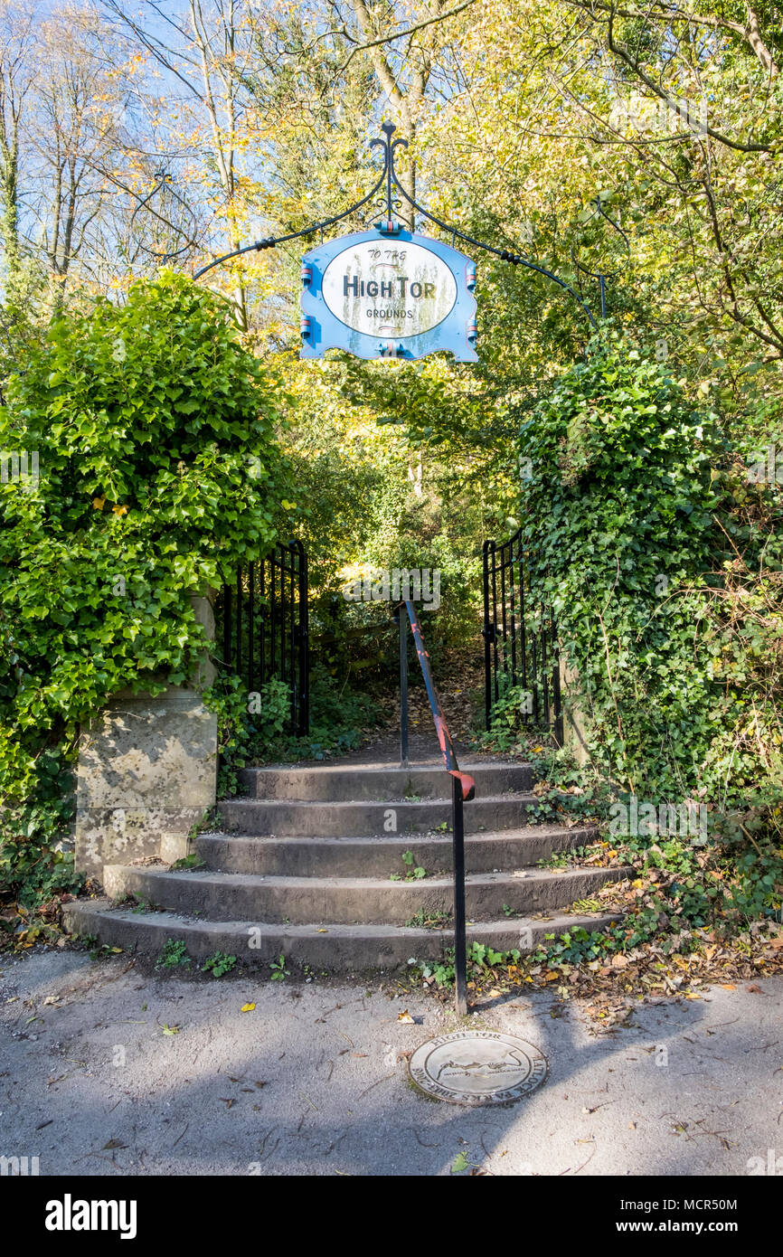 Entrance to High Tor at Matlock Bath, Derbyshire, England, UK Stock Photo