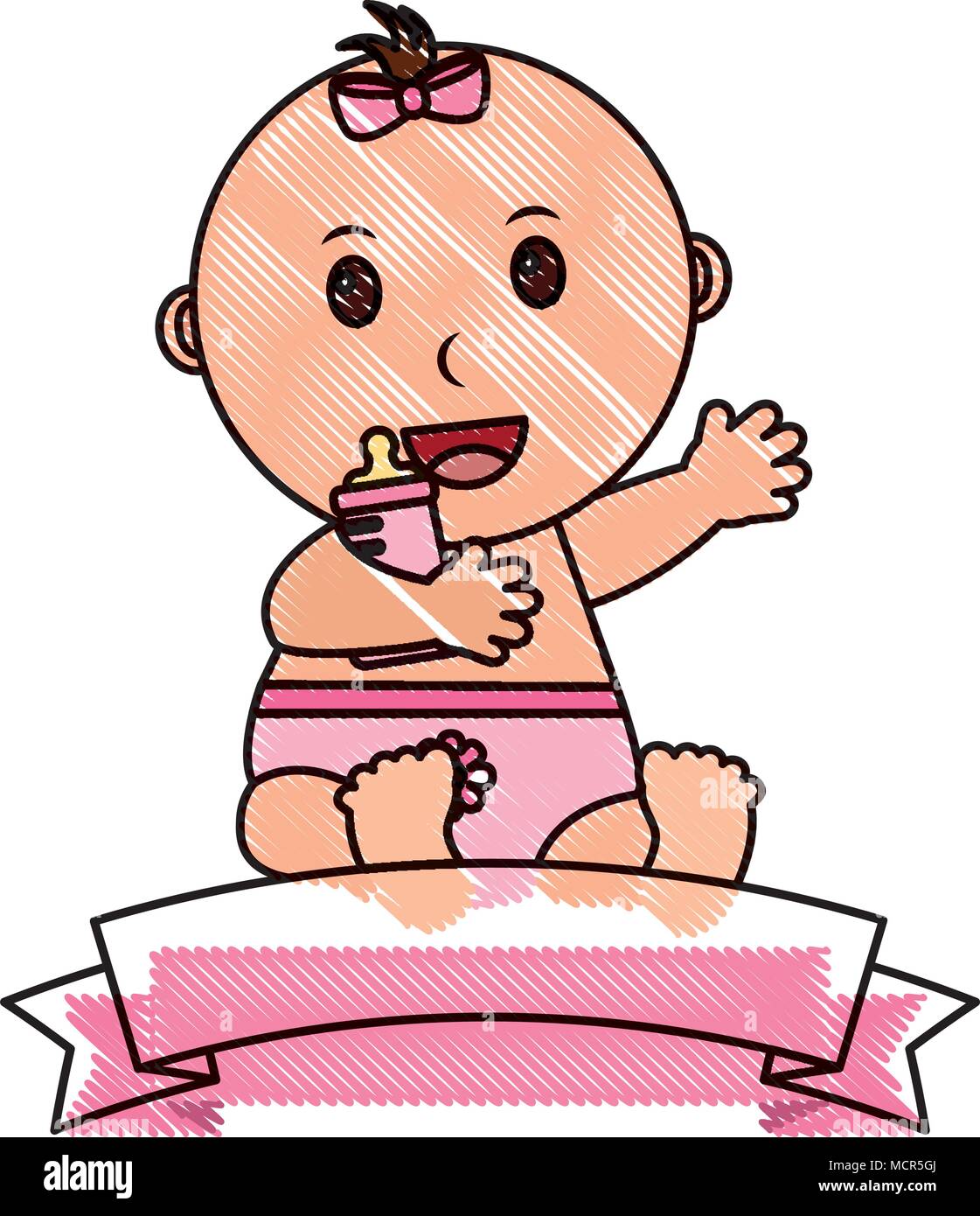 baby girl with ribbon frame Stock Vector Image & Art - Alamy