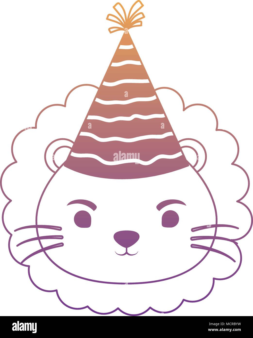 cute lion with party hat over white background, colorful design. vector ...