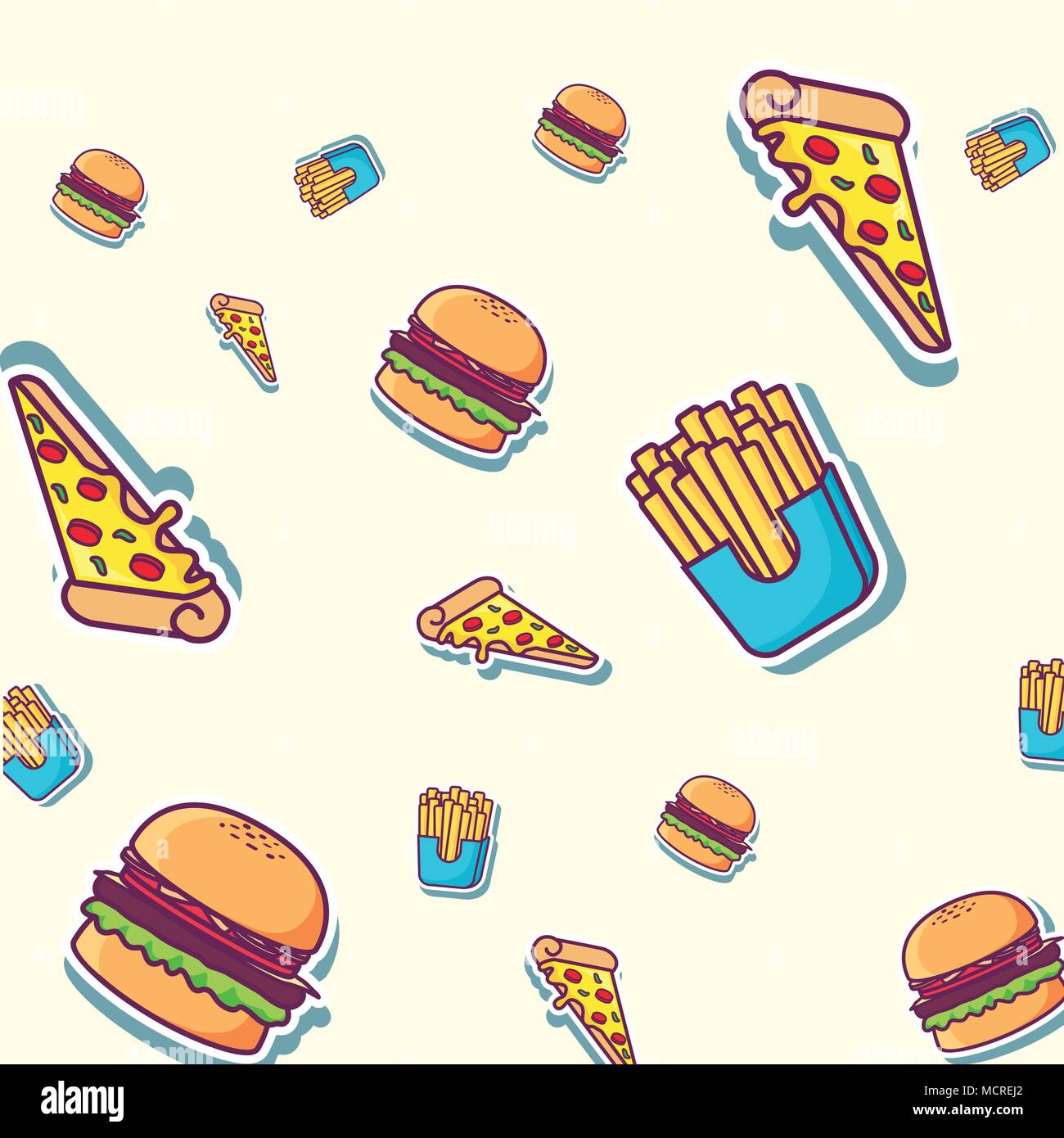 fast food background with hamburger and related icons, colorful design.  vector illustration Stock Vector Image & Art - Alamy
