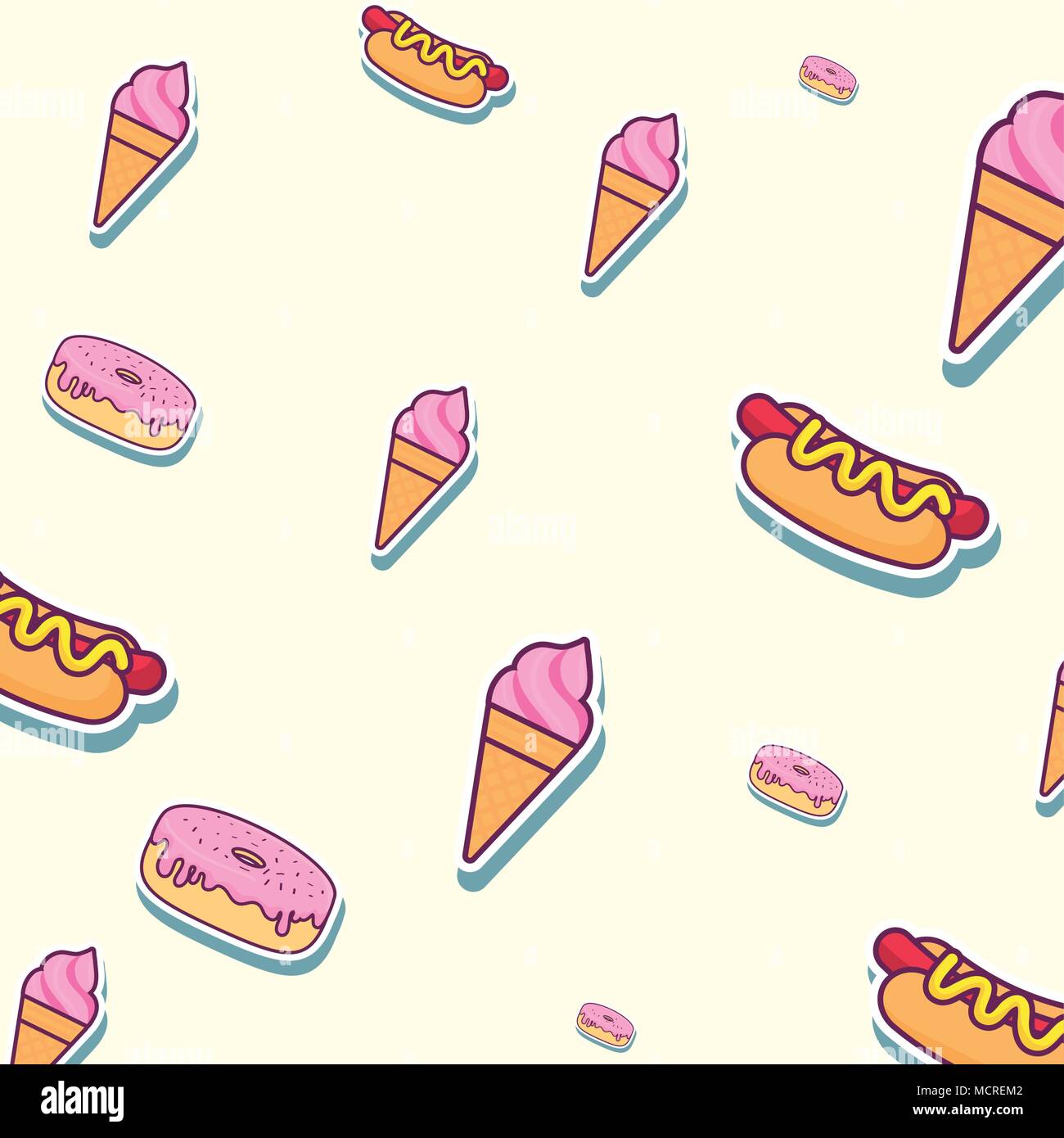 fast food background with , colorful design. vector illustration Stock