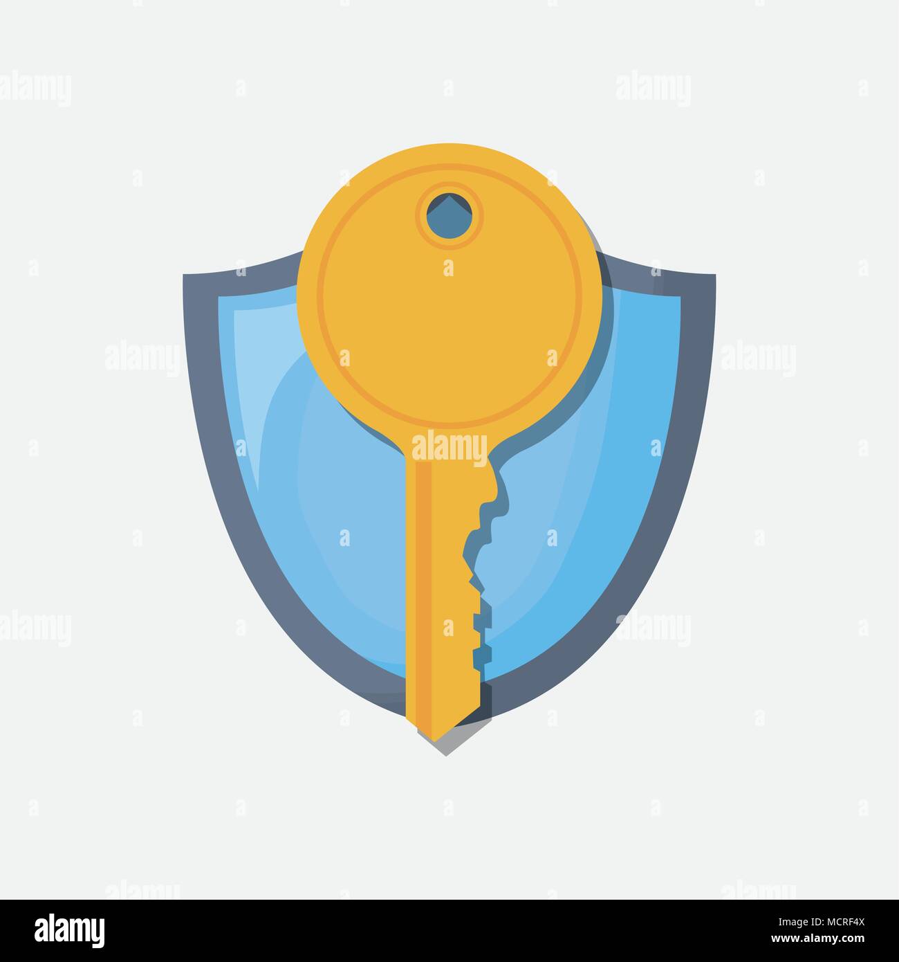 shield with key icon over white background, colorful design. vector ...