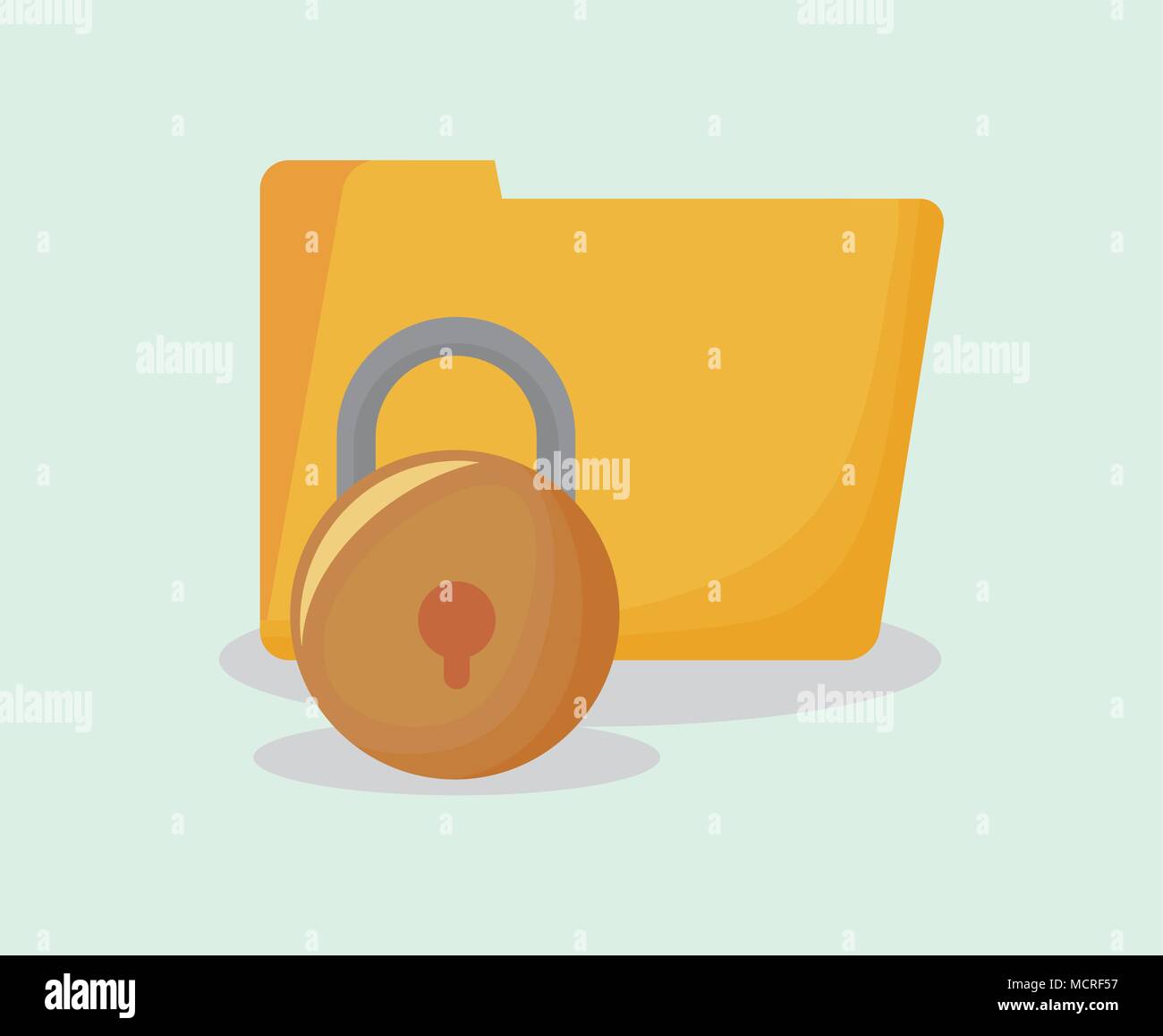 cyber security design with document folder and  padlock over background, colorful design. vector illustration Stock Vector