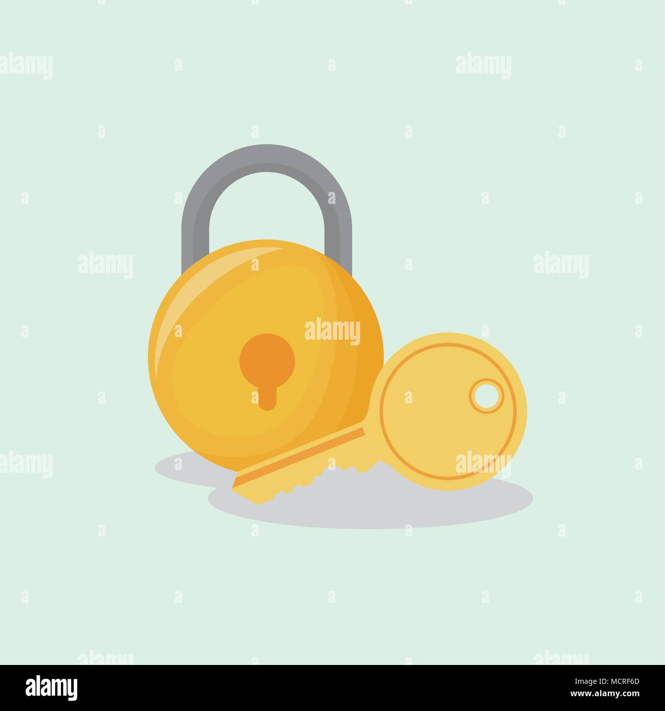 padlock and key over white background, colorful design. vector ...