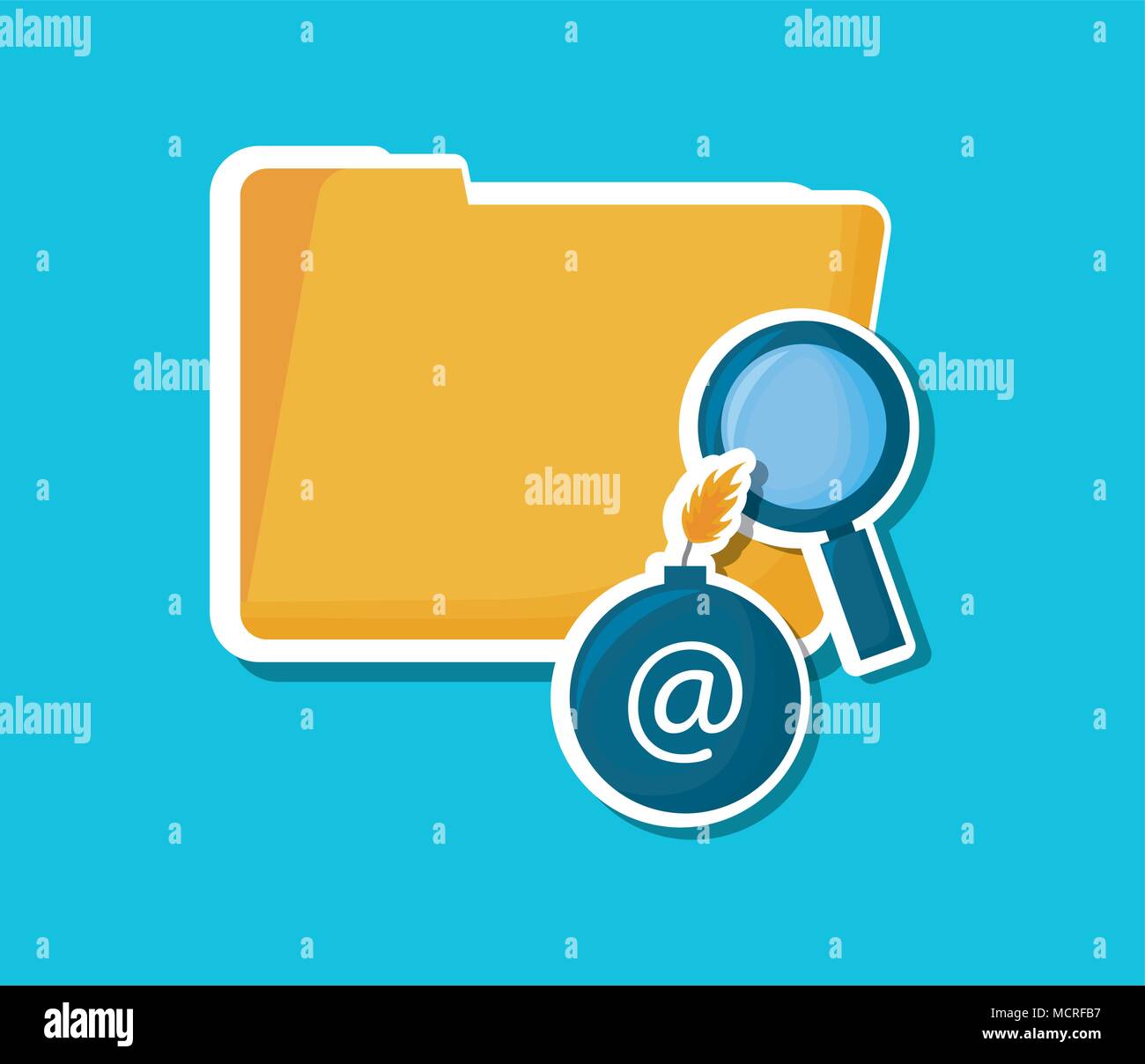 cyber security design with document folder and lupe shield over blue ...