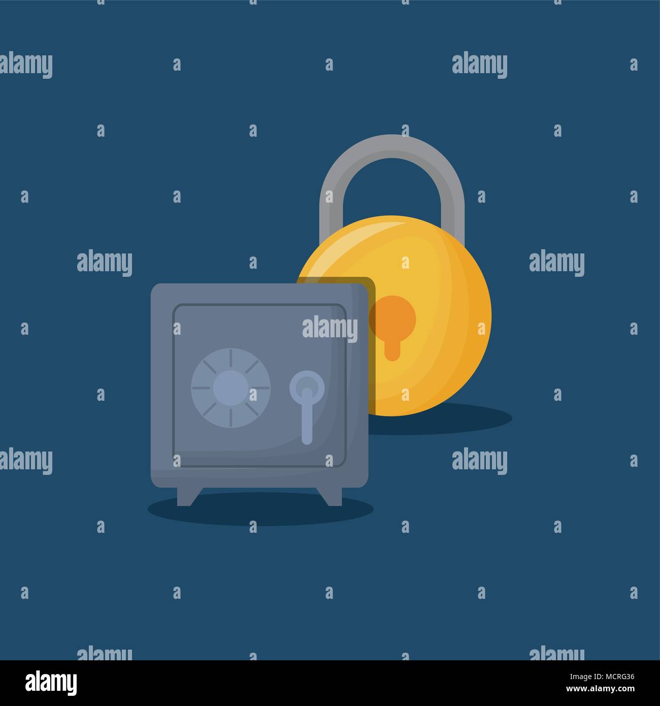 security padlock with safety box icon over blue background, colorful ...