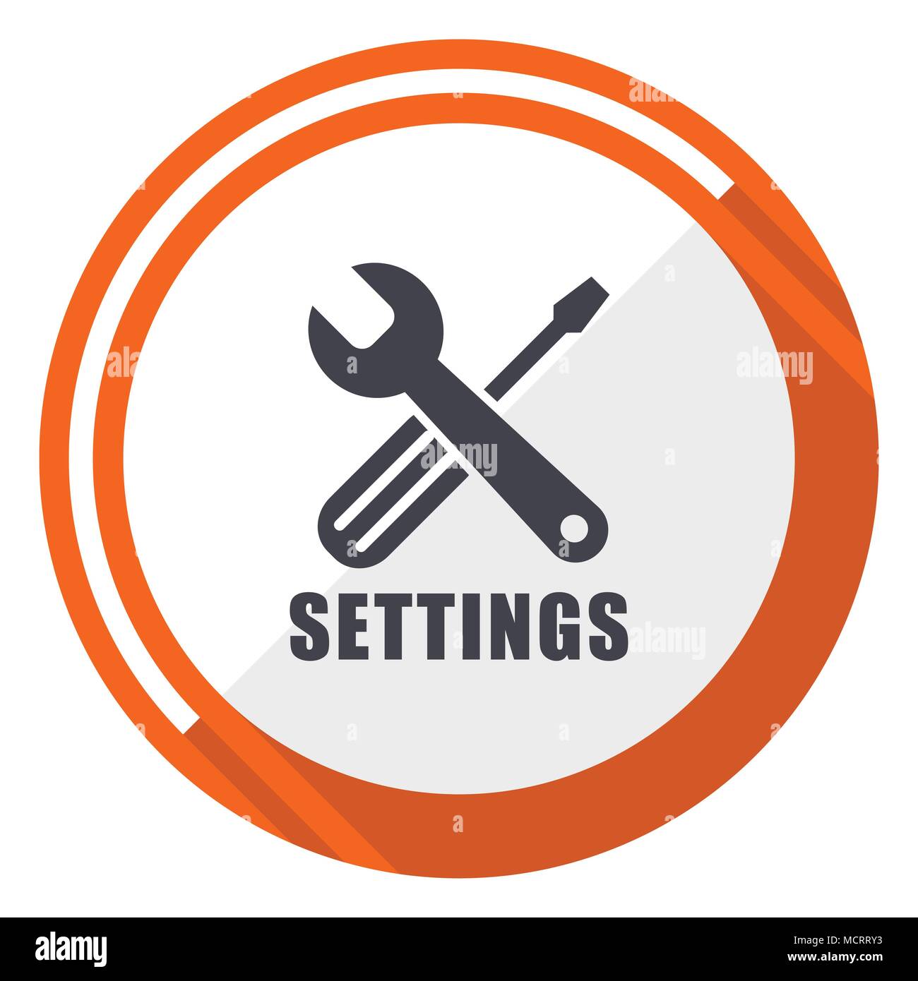 Settings flat design orange round vector icon in eps 10 Stock Vector ...