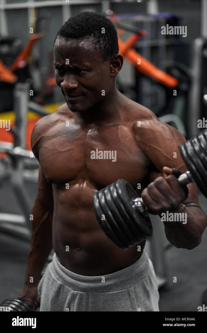 black athlete trains in the gym Stock Photo - Alamy