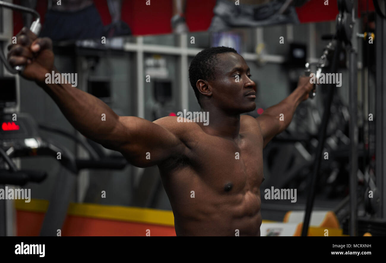 black athlete trains in the gym Stock Photo - Alamy