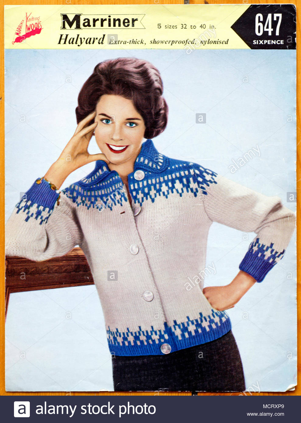 Marriner Knitting pattern 1960s Stock Photo