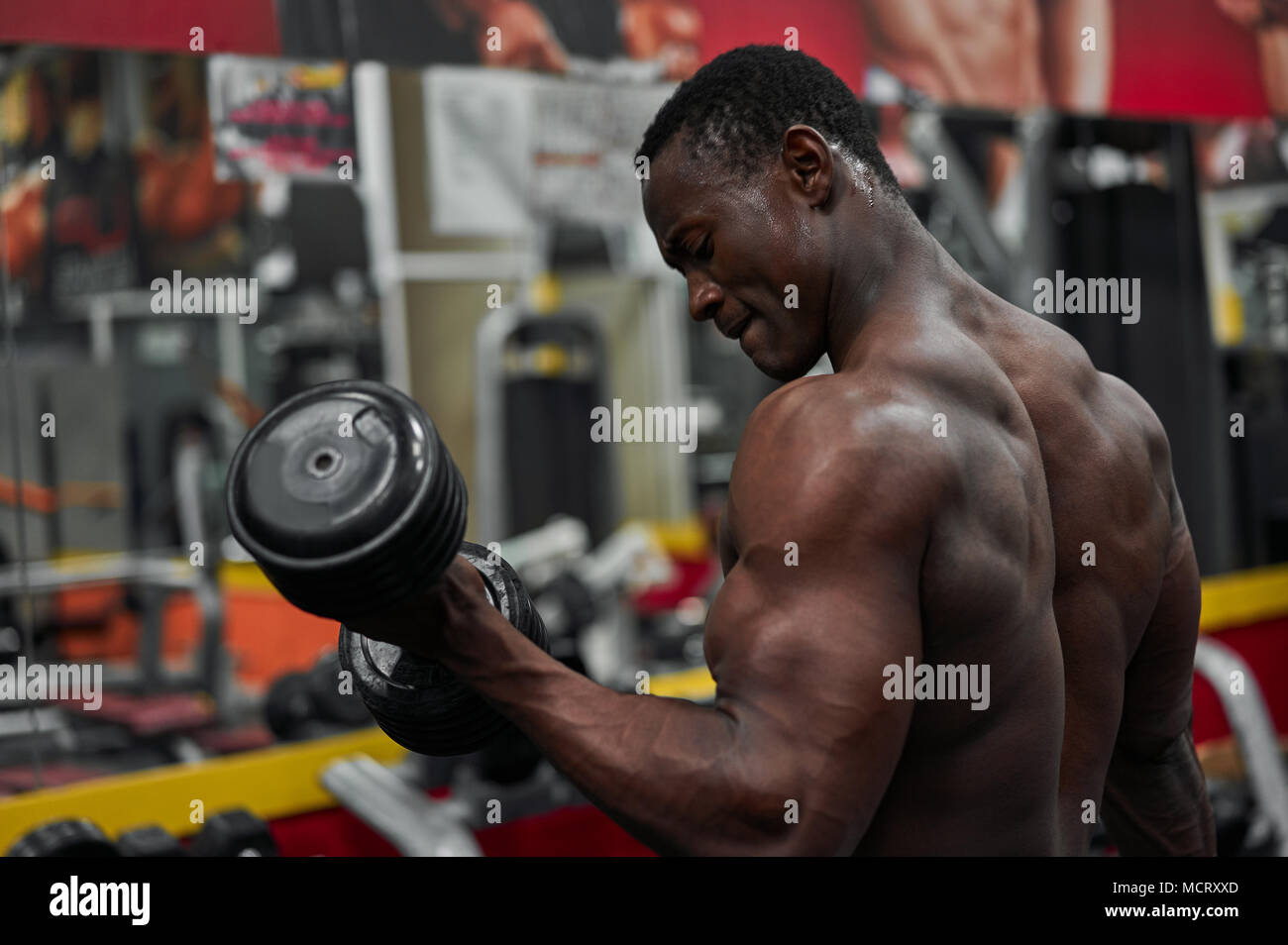black athlete trains in the gym Stock Photo - Alamy