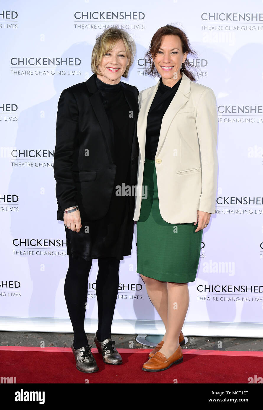 Lindsey Coulson (left) and Tanya Franks attending An Evening with Chickenshed at the ITV Studios at Southbank in London. Picture date: Tuesday April 17, 2018. Photo credit should read: Ian West/PA Wire Stock Photo