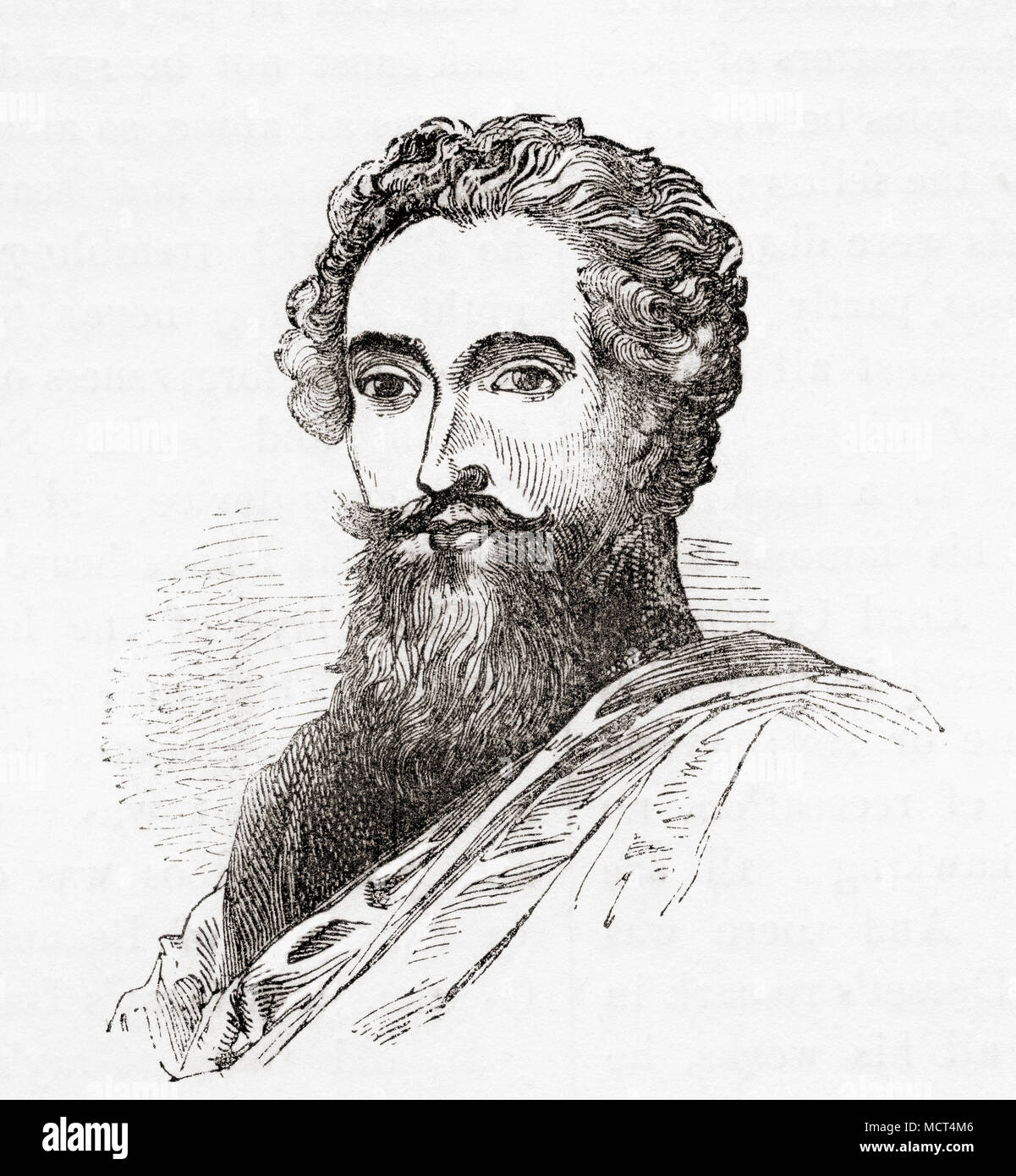 Francis Beaumont, 1584 – 1616.  Dramatist in the English Renaissance theatre.  From Old England: A Pictorial Museum, published 1847. Stock Photo