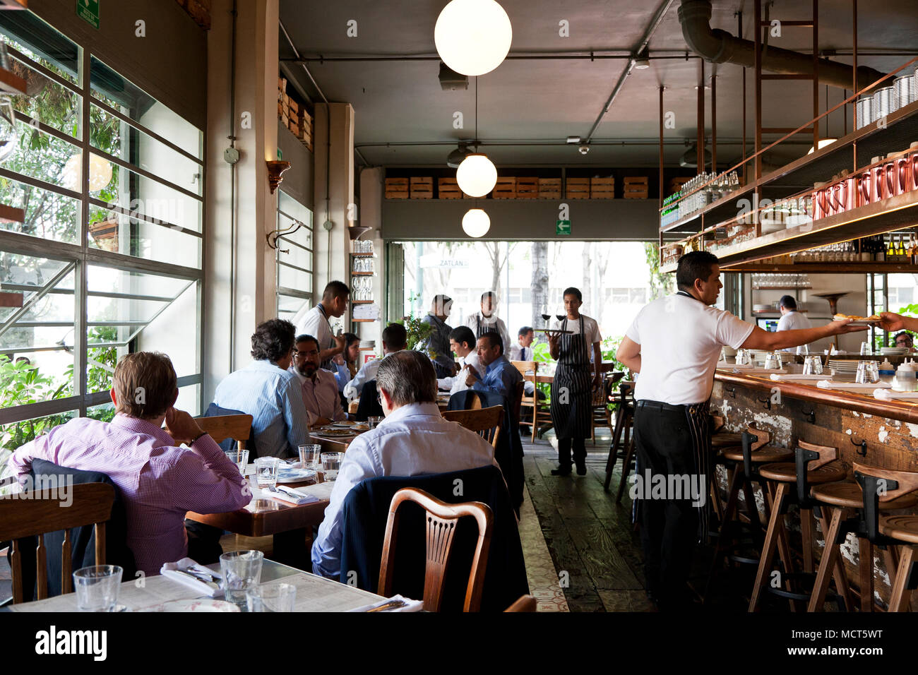 Interior of the restaurant Lardo before the lunch rush. Lardo, Mexico City Stock Photo Alamy