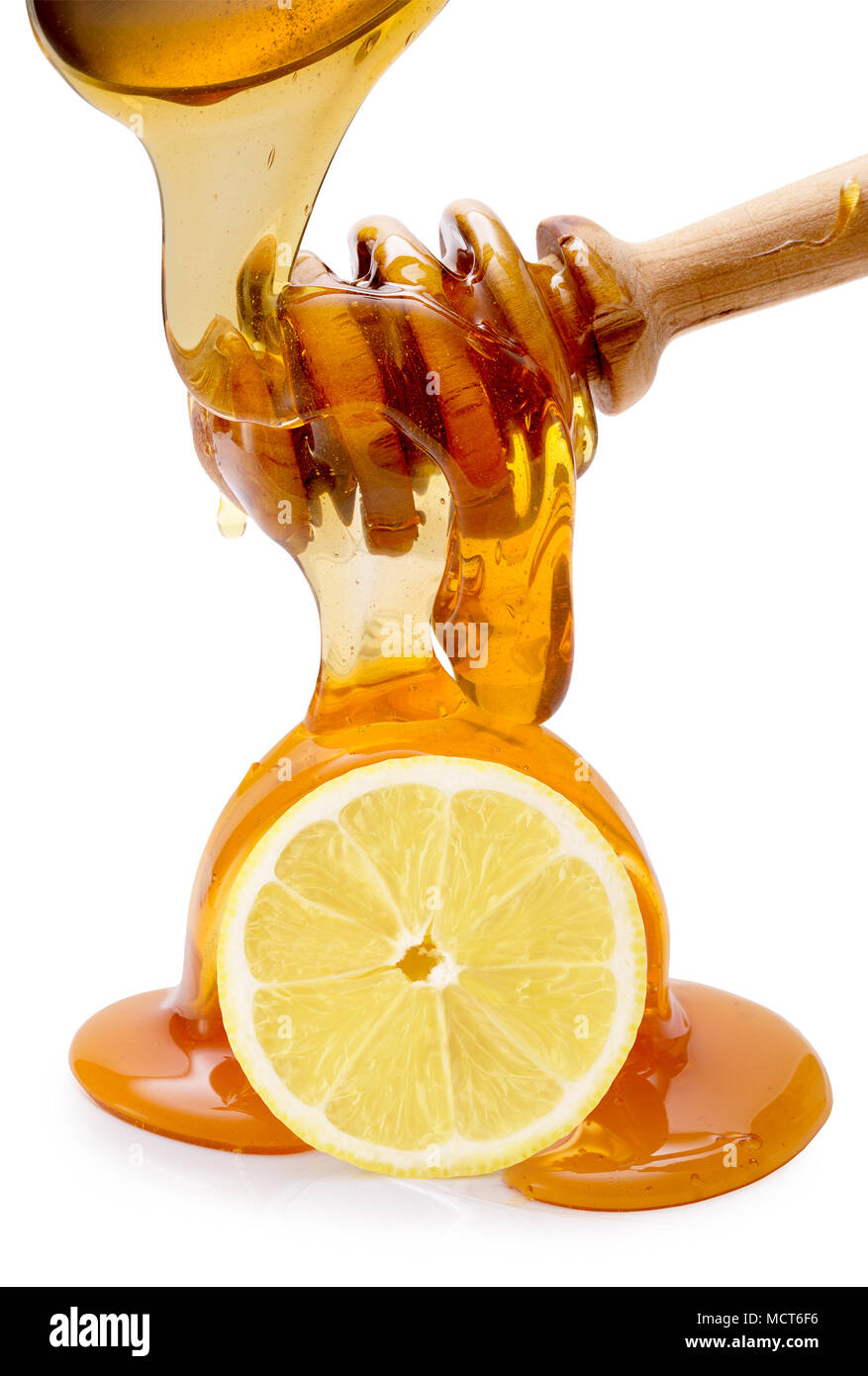honey with lemon isolated on a white background. Stock Photo