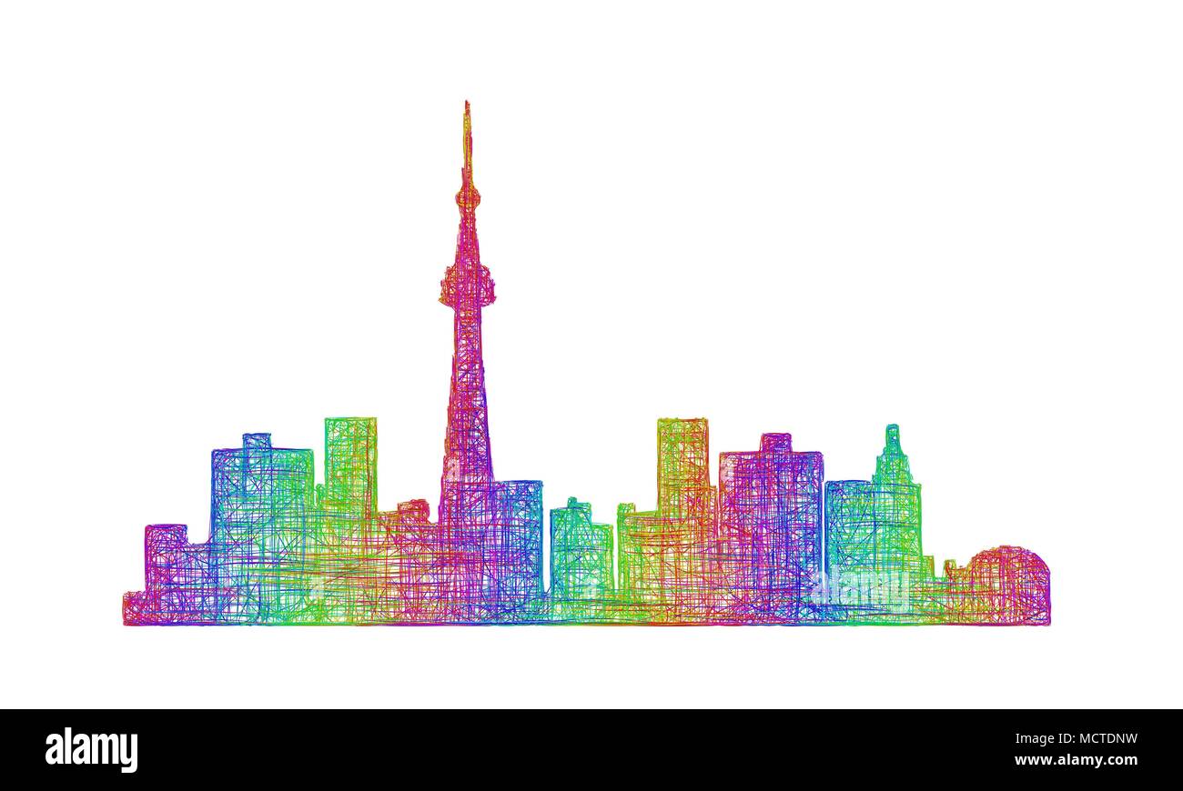 Toronto skyline silhouette - multicolor line art Stock Vector