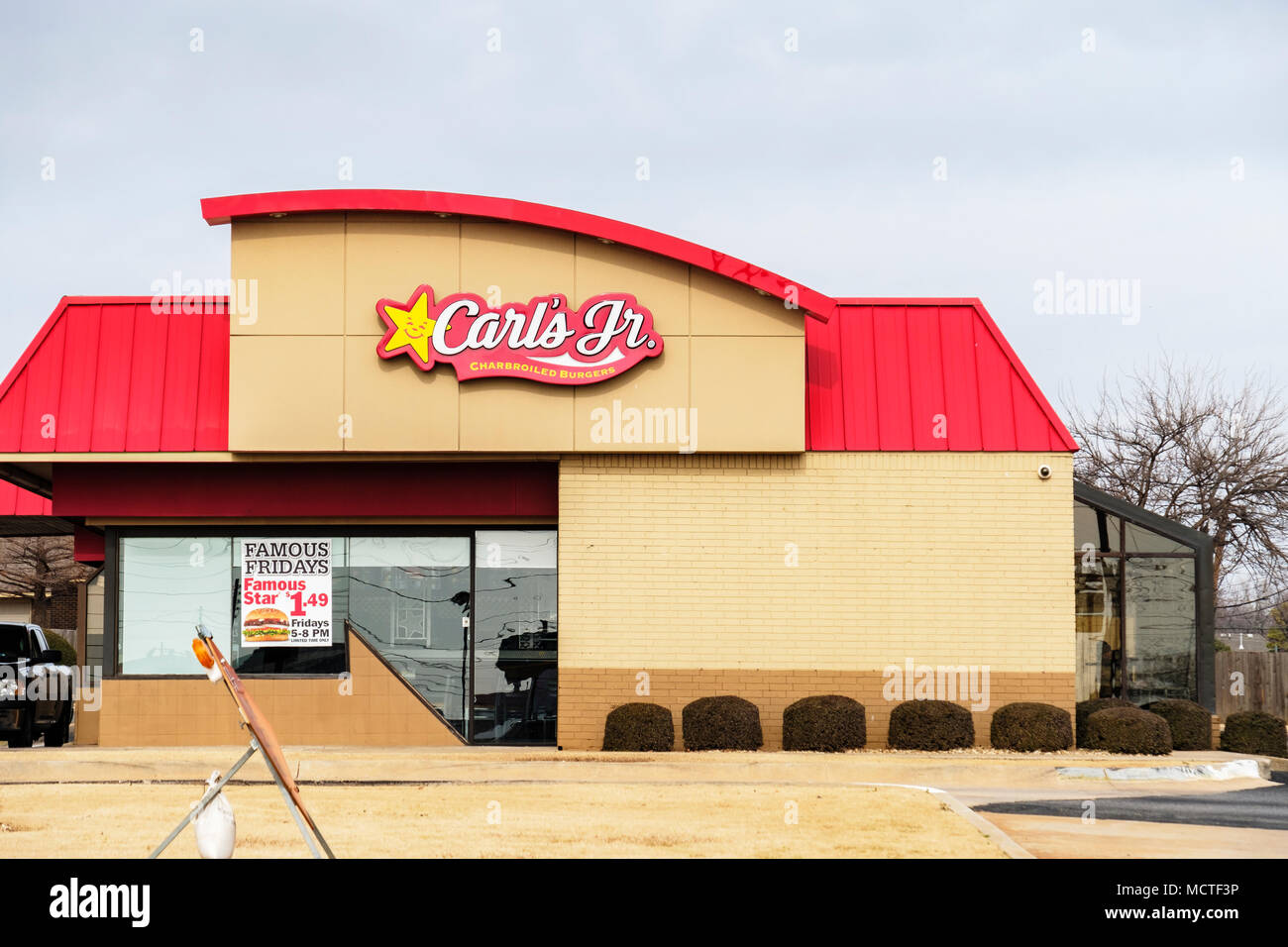 The storefront, or shop front, of a Carls Jr. hamburger and fast