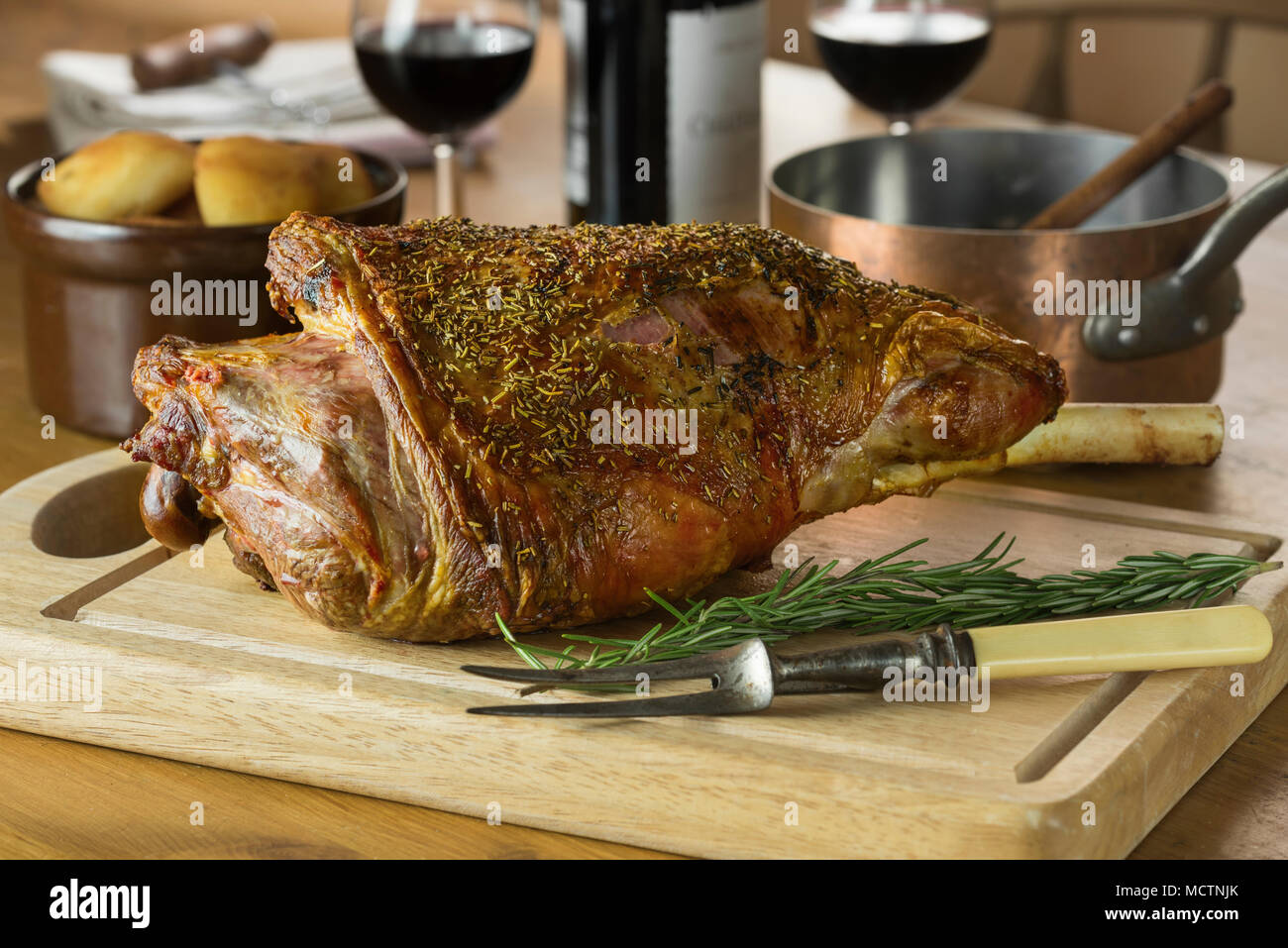 Roast leg of lamb with rosemary Stock Photo - Alamy