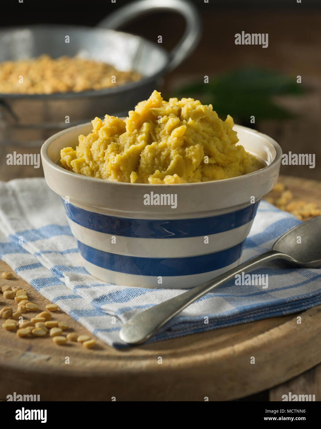 Pease pudding. Mashed yellow split peas. UK Food Stock Photo Alamy