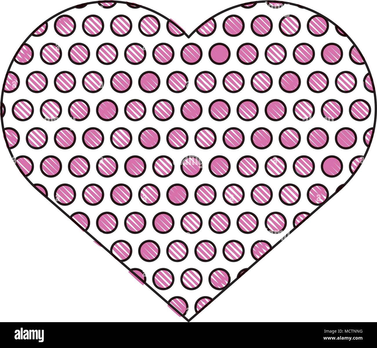 colorful heart with dots over white background, vector illustration