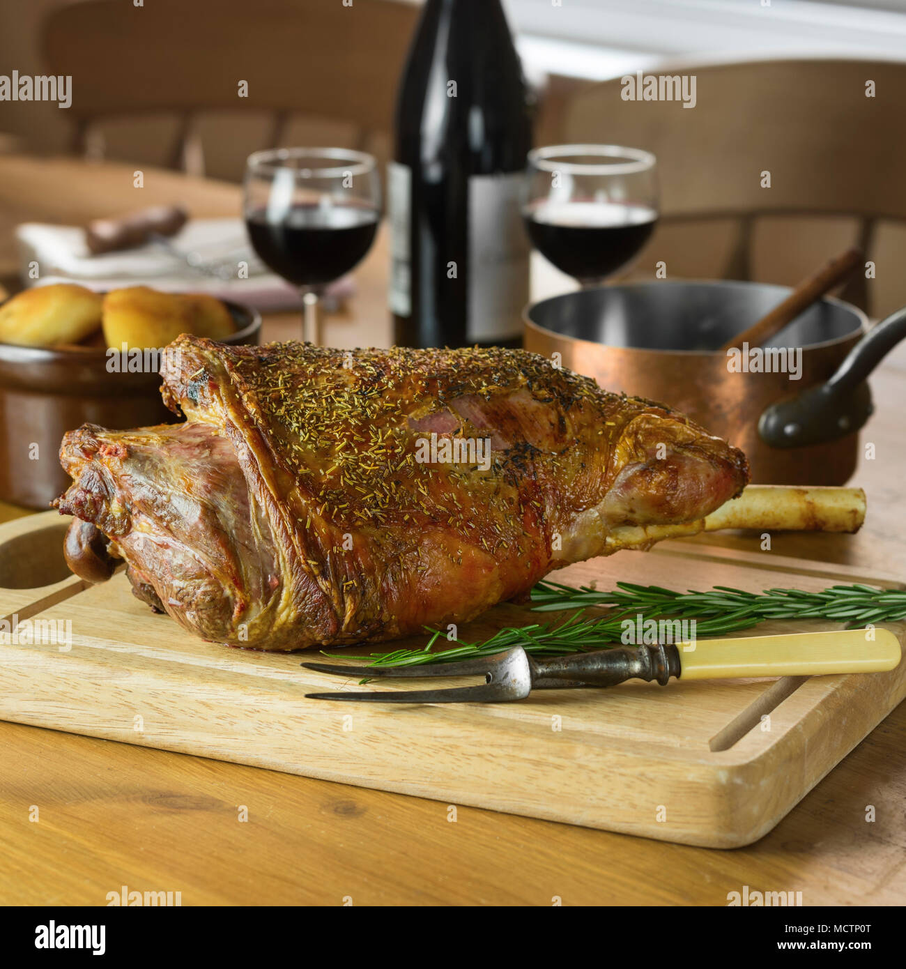 Roast leg of lamb with rosemary Stock Photo - Alamy