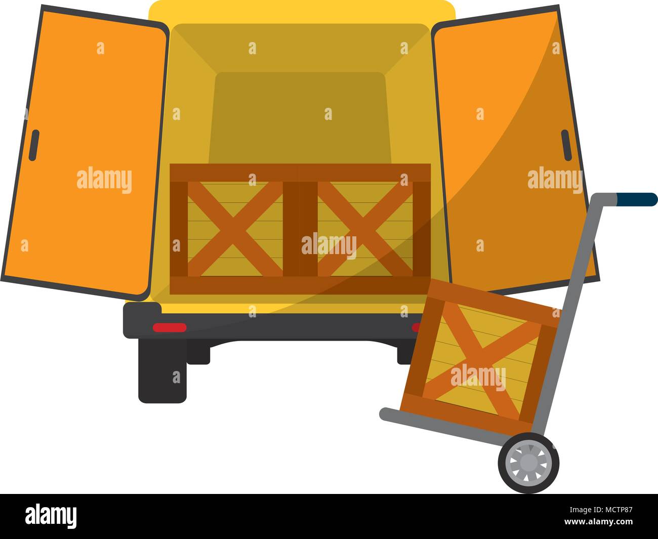 trunk delivery transport with wood boxes Stock Vector Image & Art Alamy