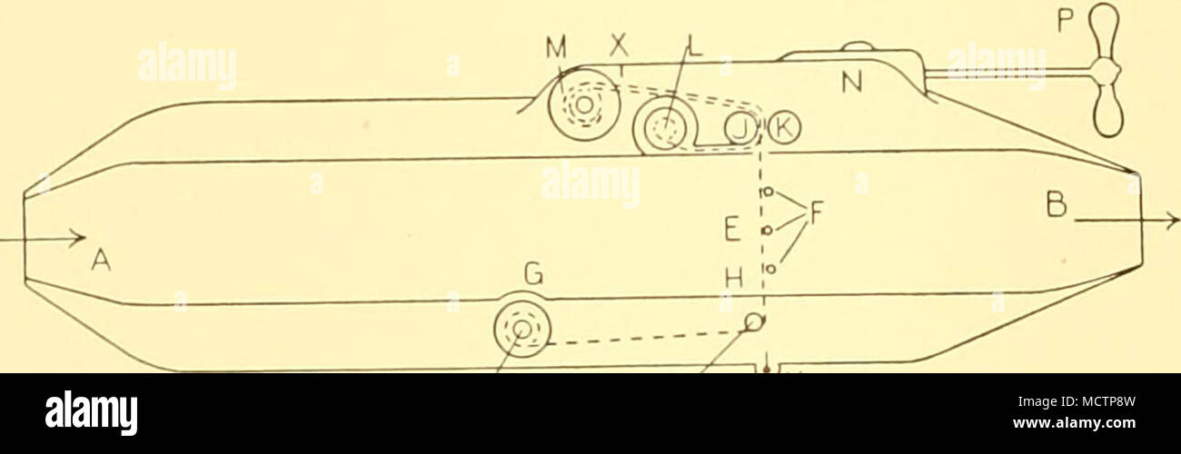. C D' Y Fig. i. Simplified diagram of the mechanism of the Type I Recorder, clips at the side which may be seen in Plate I. The edges of the gauze banding pass up in recesses in the face of the forward casting, which just give sufficient clearance for the passage of a single thickness of gauze; the recess on the right-hand side is clearly seen in Plate I. The gauze banding after sieving out the plankton passes through a slit and up between the driving rollers / and K; in passing through the slit it is immediately joined by the second gauze banding which has wound off a spool L placed in a ta Stock Photo