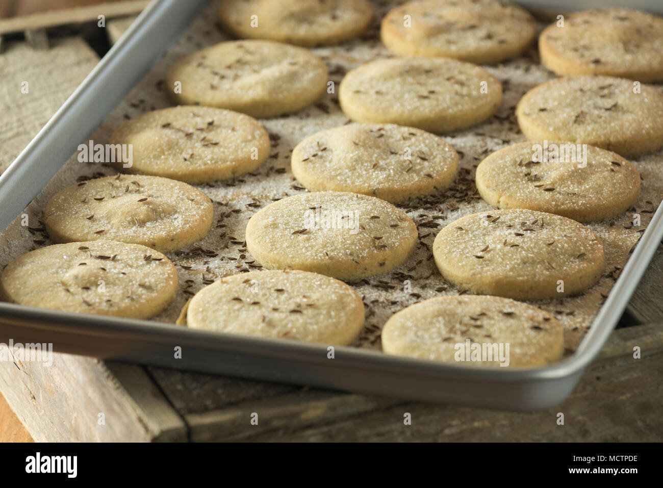 Goosnargh cakes. Shortbread biscuits Lancashire. Food UK Stock Photo