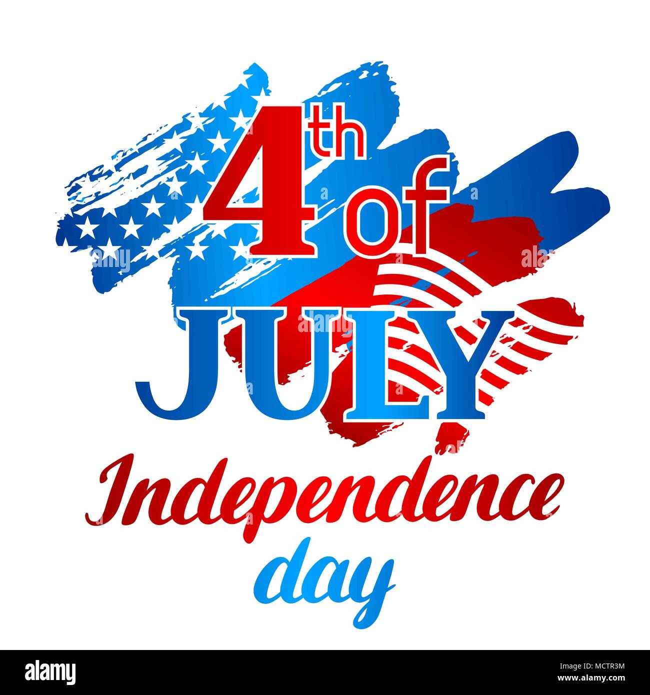 Fourth of July Independence Day greeting card. American patriotic illustration Stock Vector