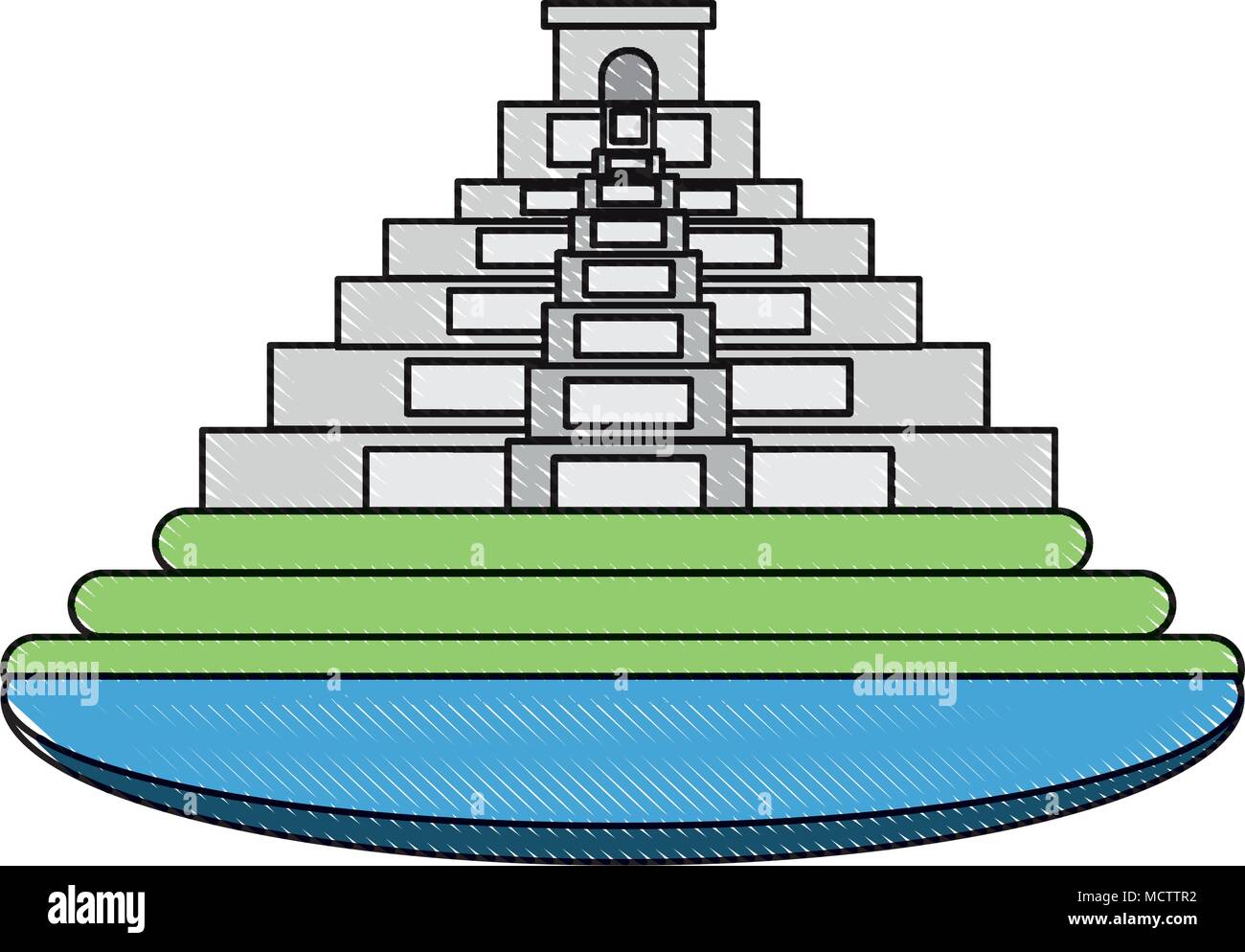 mexican pyramid icon over white background, colorful design. vector ...