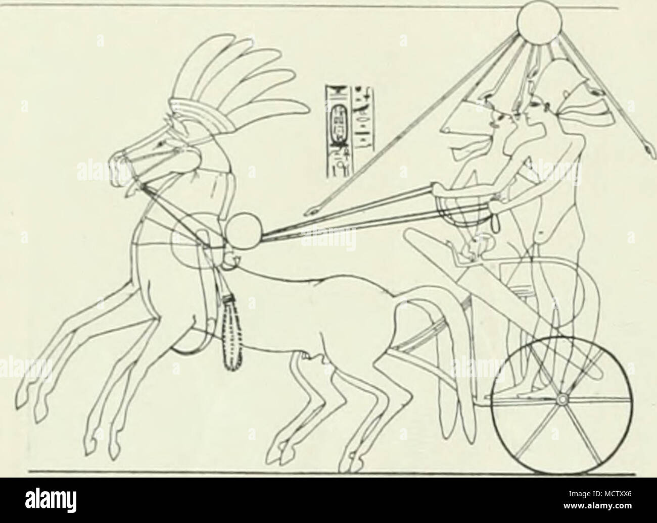 Akhtoy . KING AKHEKATON AND HIS QUEEN, HEFERTITI, IN THEIR CHARIOT, WITH THE ...