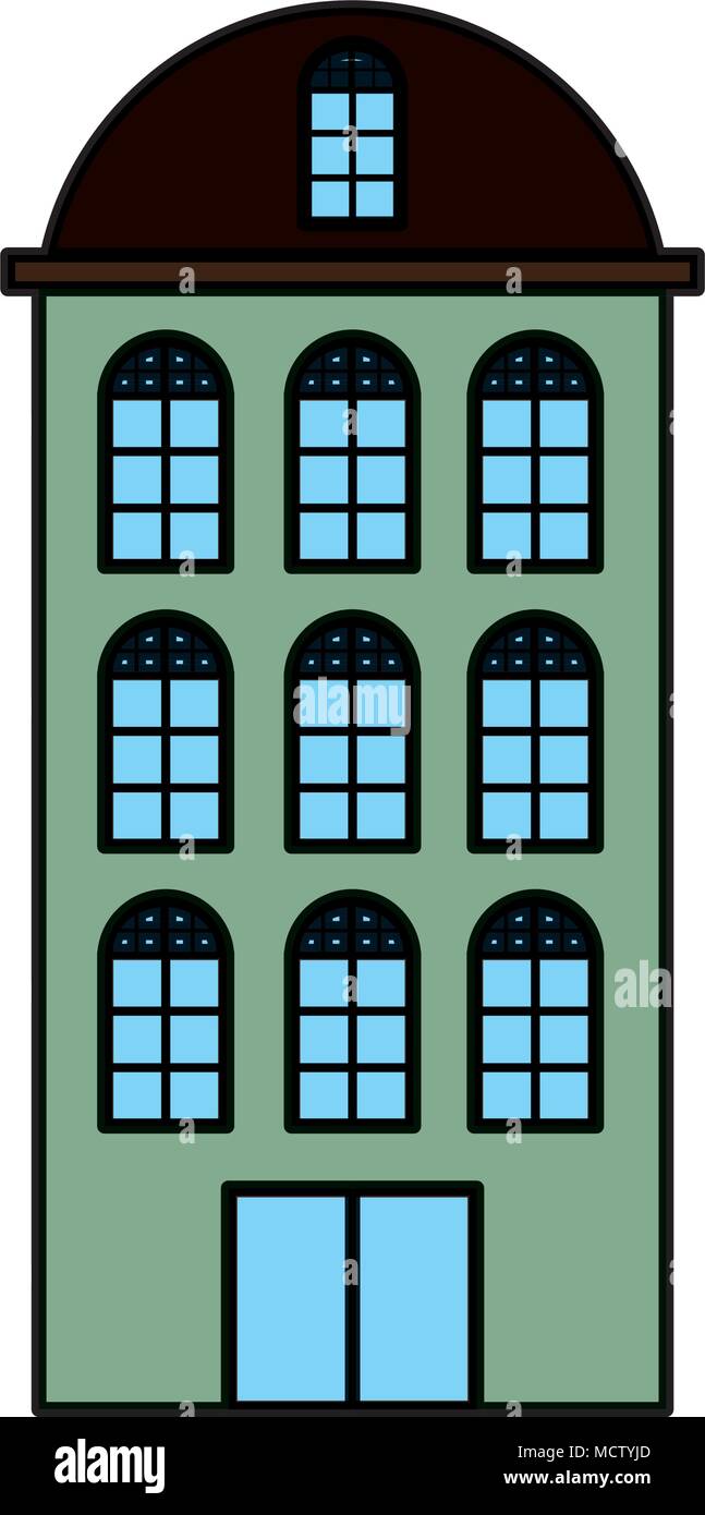 color modern urban building architecture with windows Stock Vector ...