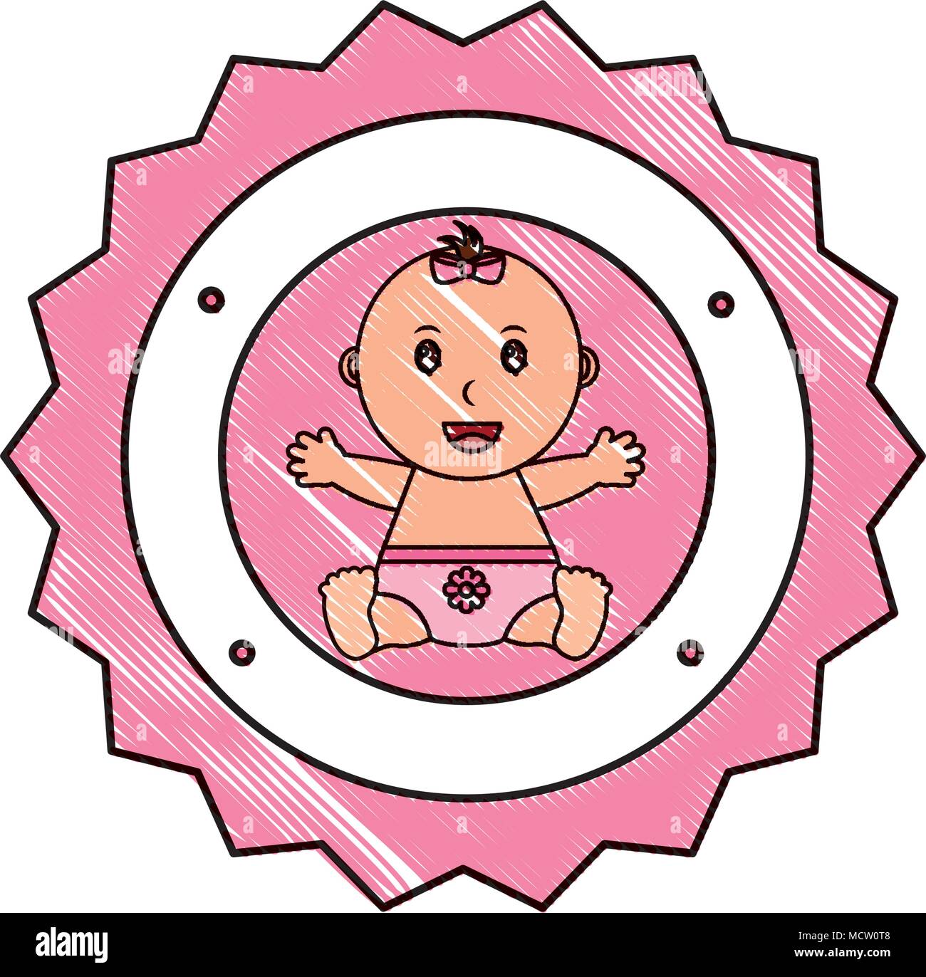 baby girl with diaper in lace icon Stock Vector Image & Art - Alamy