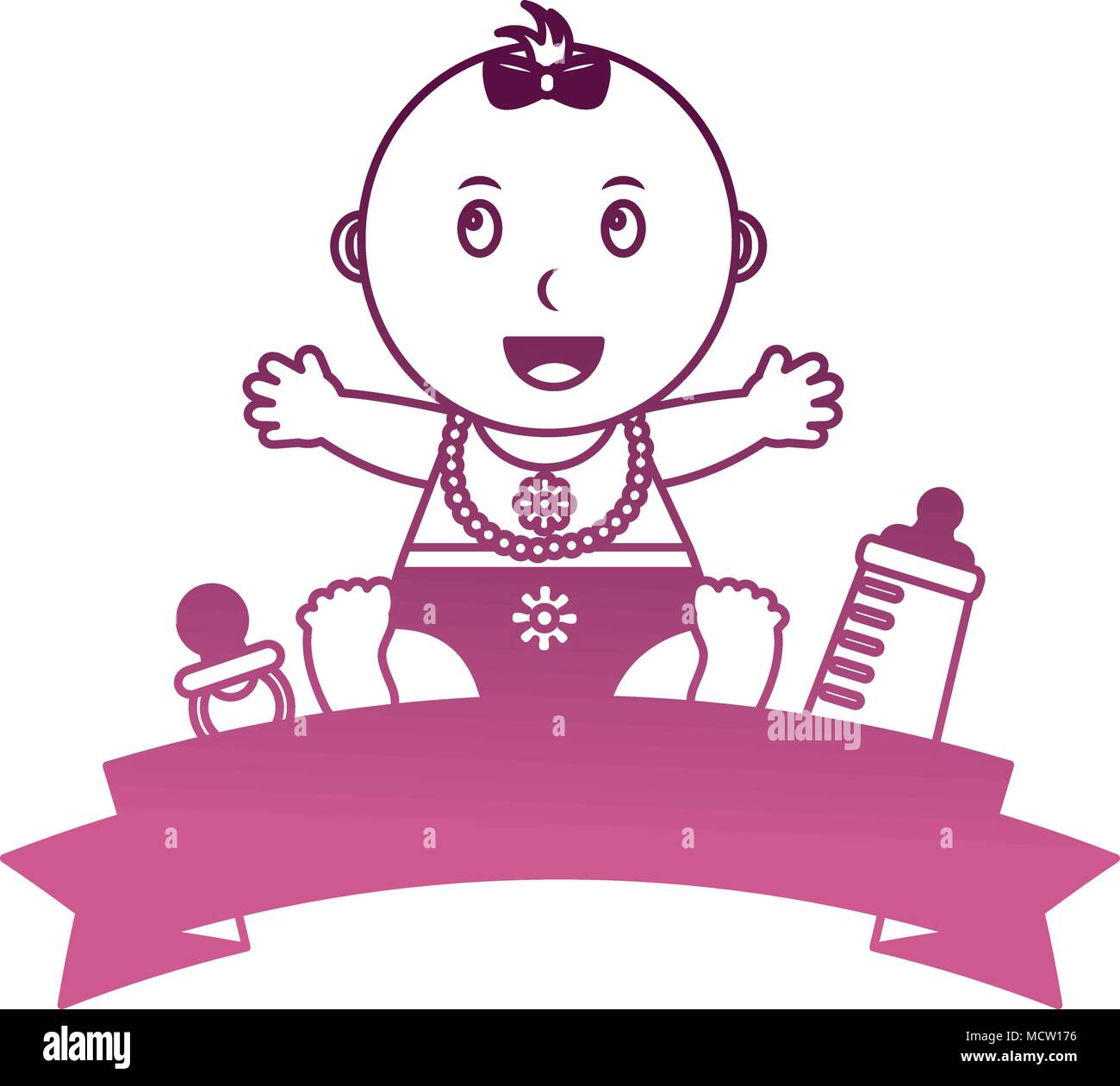 baby girl with ribbon frame and accessories Stock Vector Image & Art ...