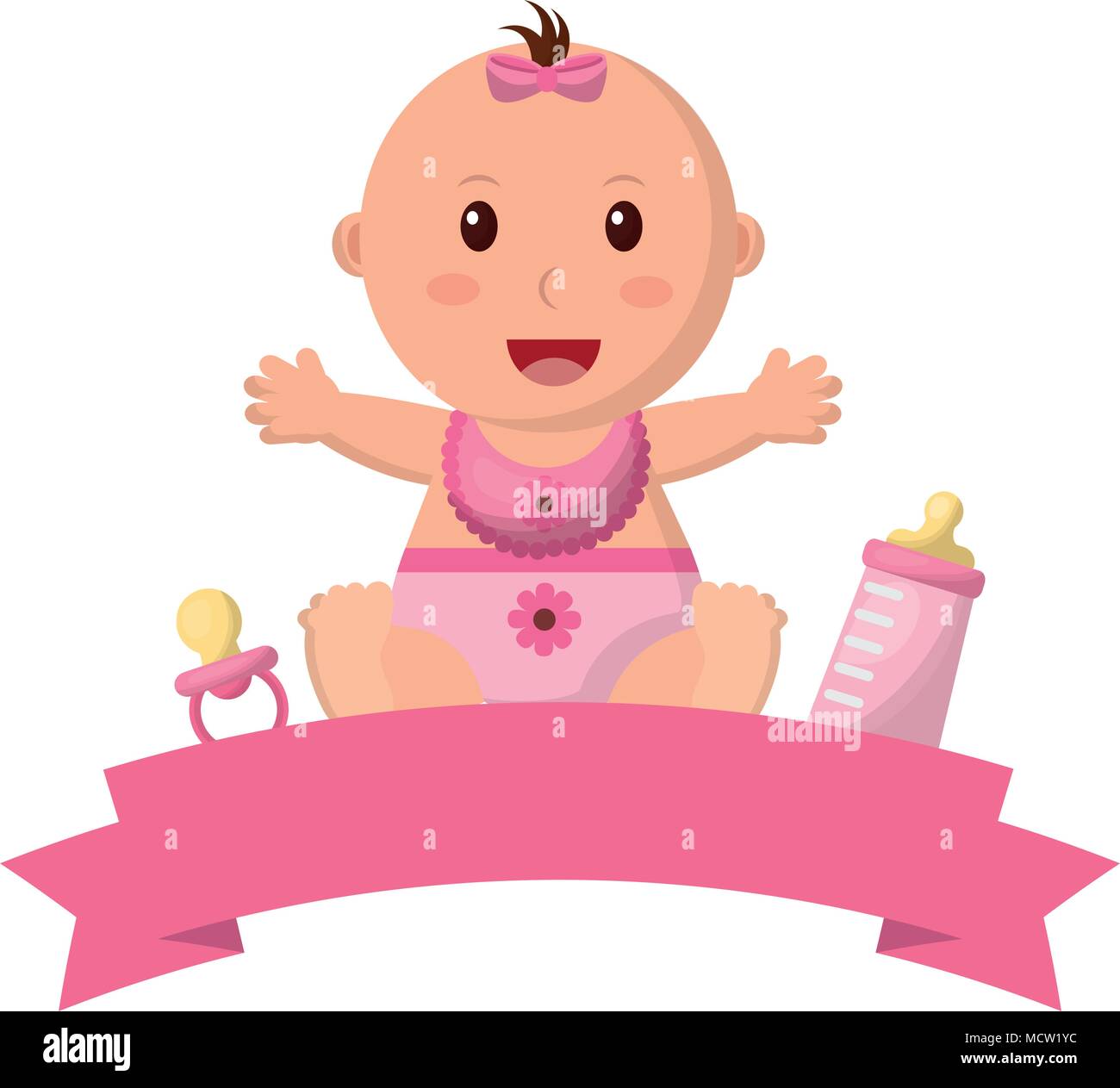 baby girl with ribbon frame and accessories Stock Vector Image & Art ...