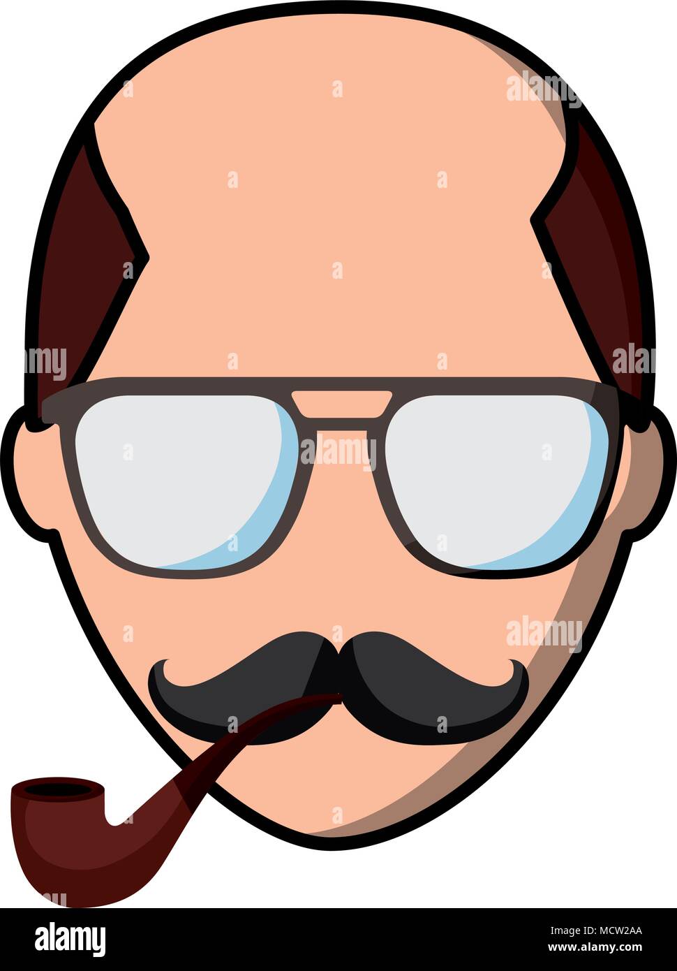 man bald with mustache and glasses hipster style Stock Vector Image & Art -  Alamy