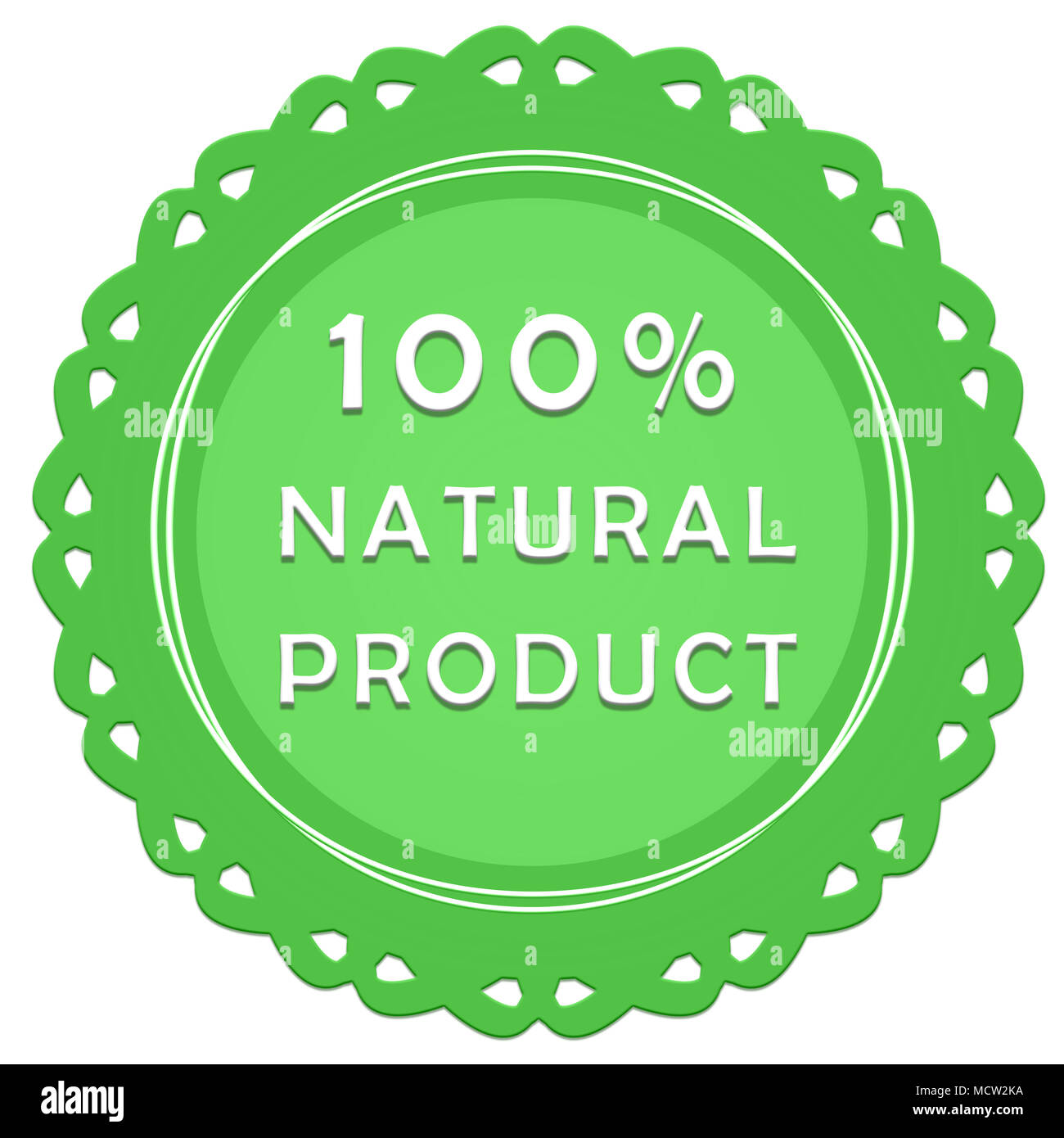 100% natural product label. Vintage tag on a white background Stock Photo