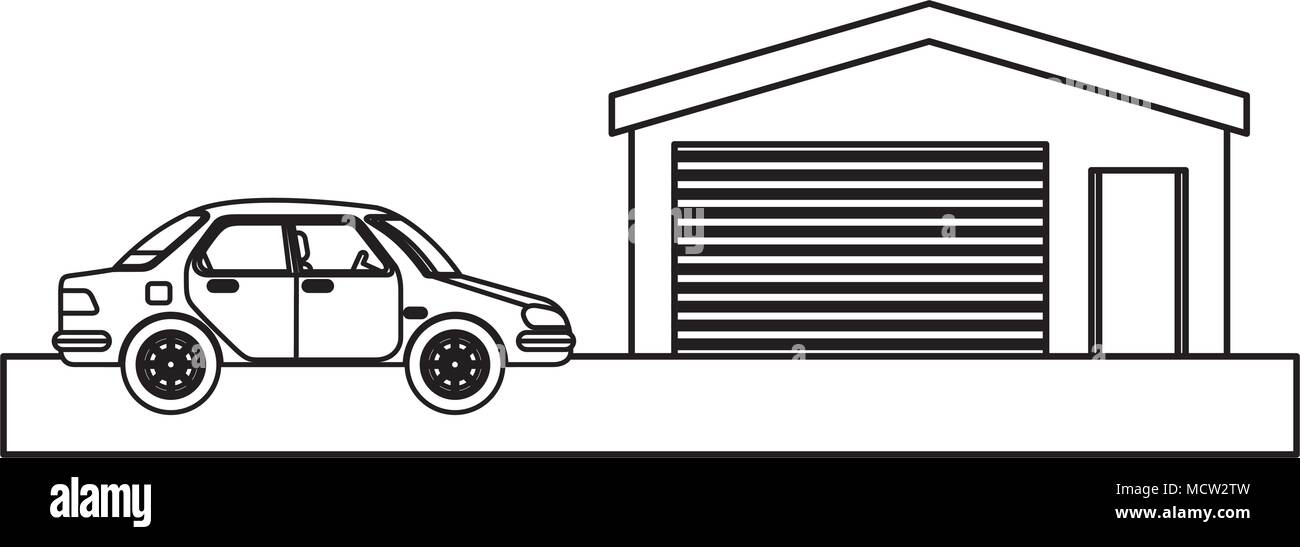 garage building facade with car Stock Vector Image & Art - Alamy