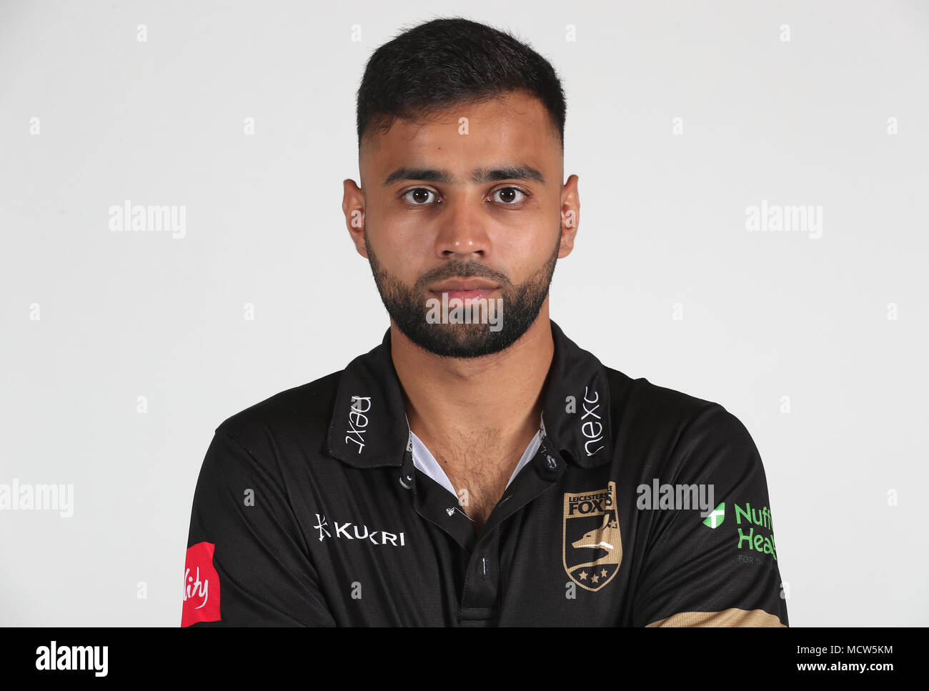 Aadil Ali during the media day at Grace Road, Leicester on April 11, 2018. Stock Photo