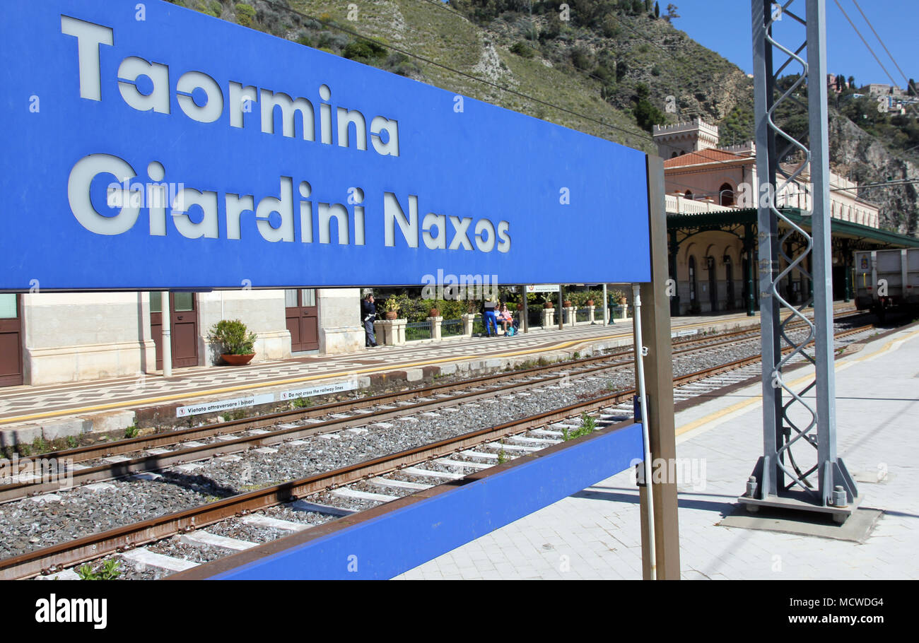 Taormina Giardini station Sicily Stock Photo