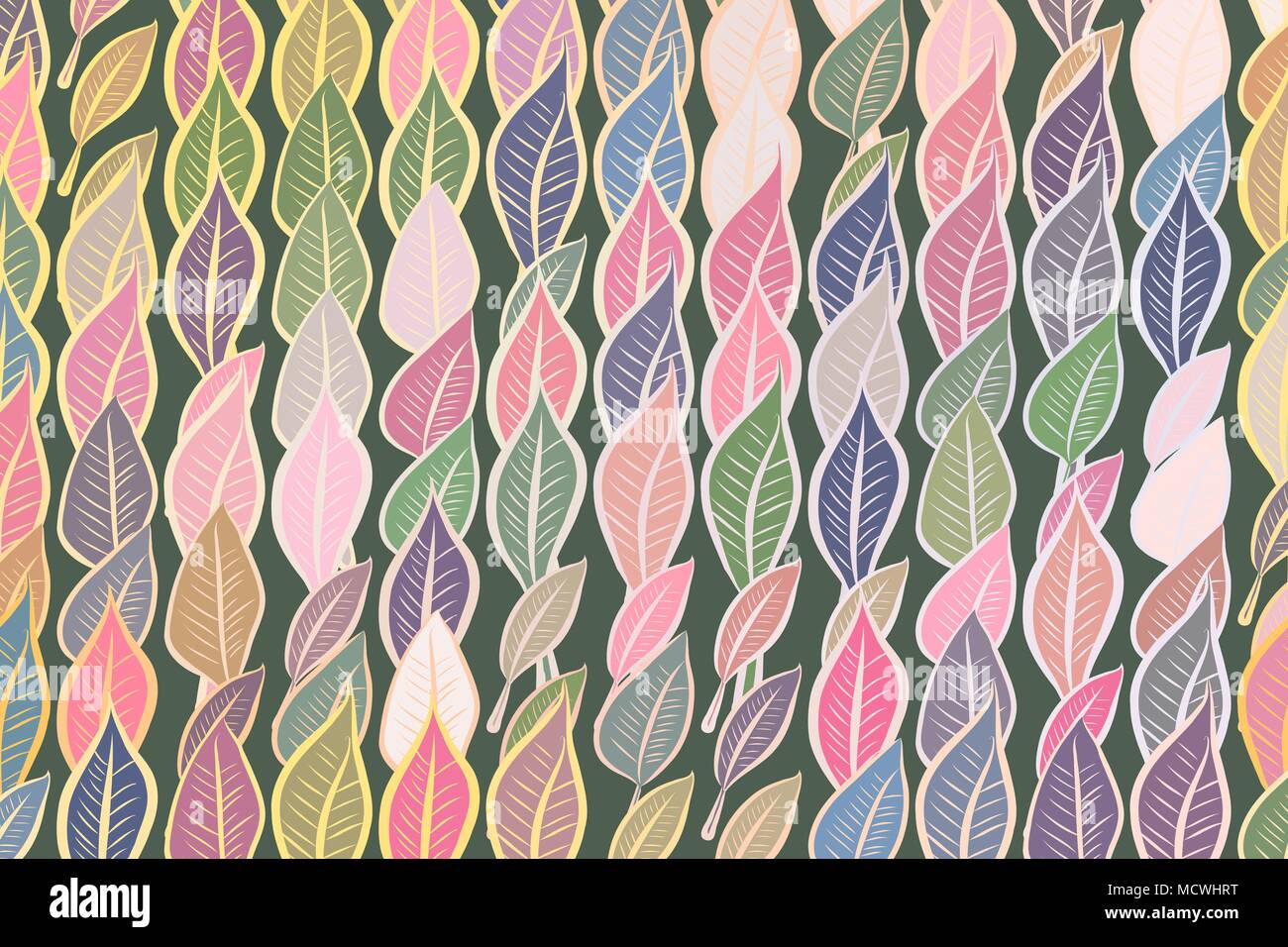 Background abstract leaves drawing pattern for design. Style of mosaic